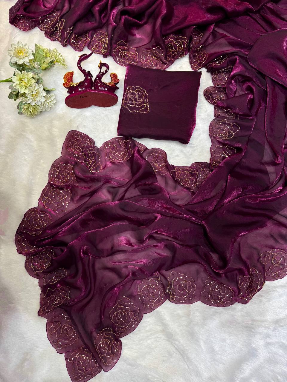 Beautiful Colors In Super Trending Handwork Designer Saree