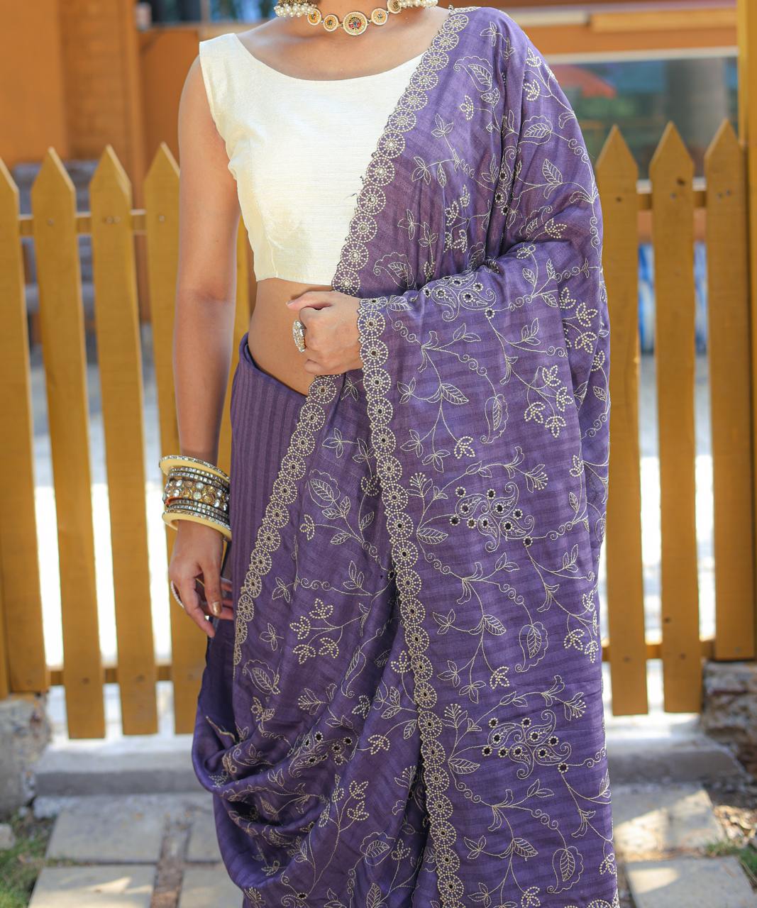 Pure Soft Silk Saree With Beautiful Thread Handwork
