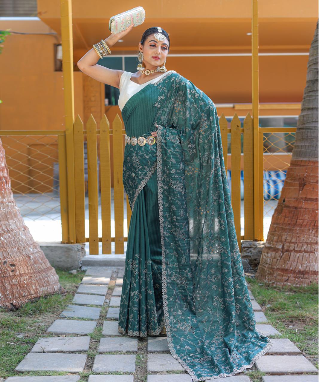 Pure Soft Silk Saree With Beautiful Thread Handwork