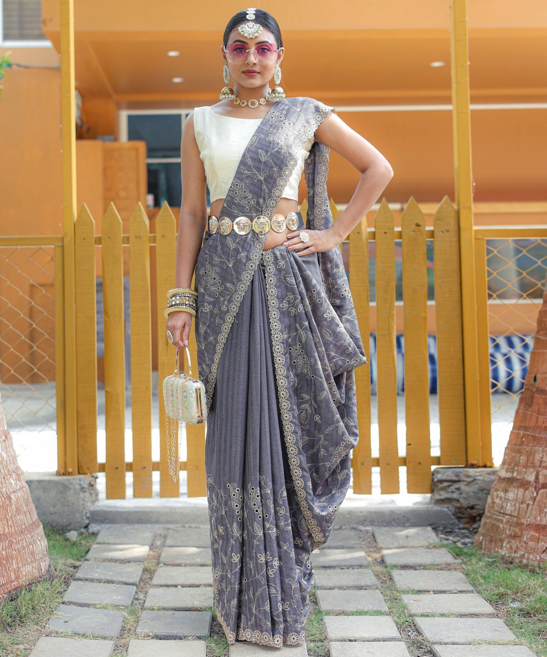 Pure Soft Silk Saree With Beautiful Thread Handwork