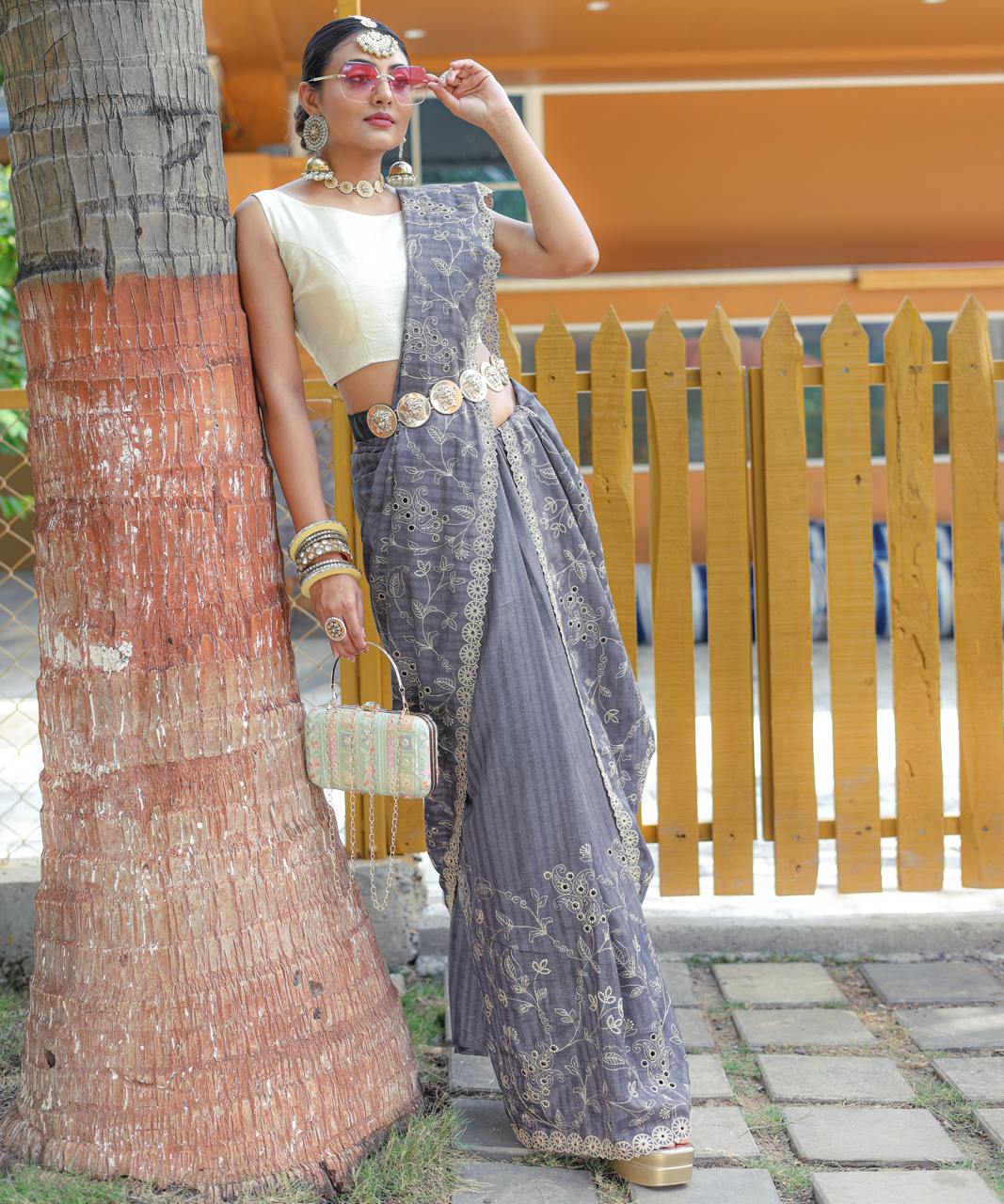Pure Soft Silk Saree With Beautiful Thread Handwork
