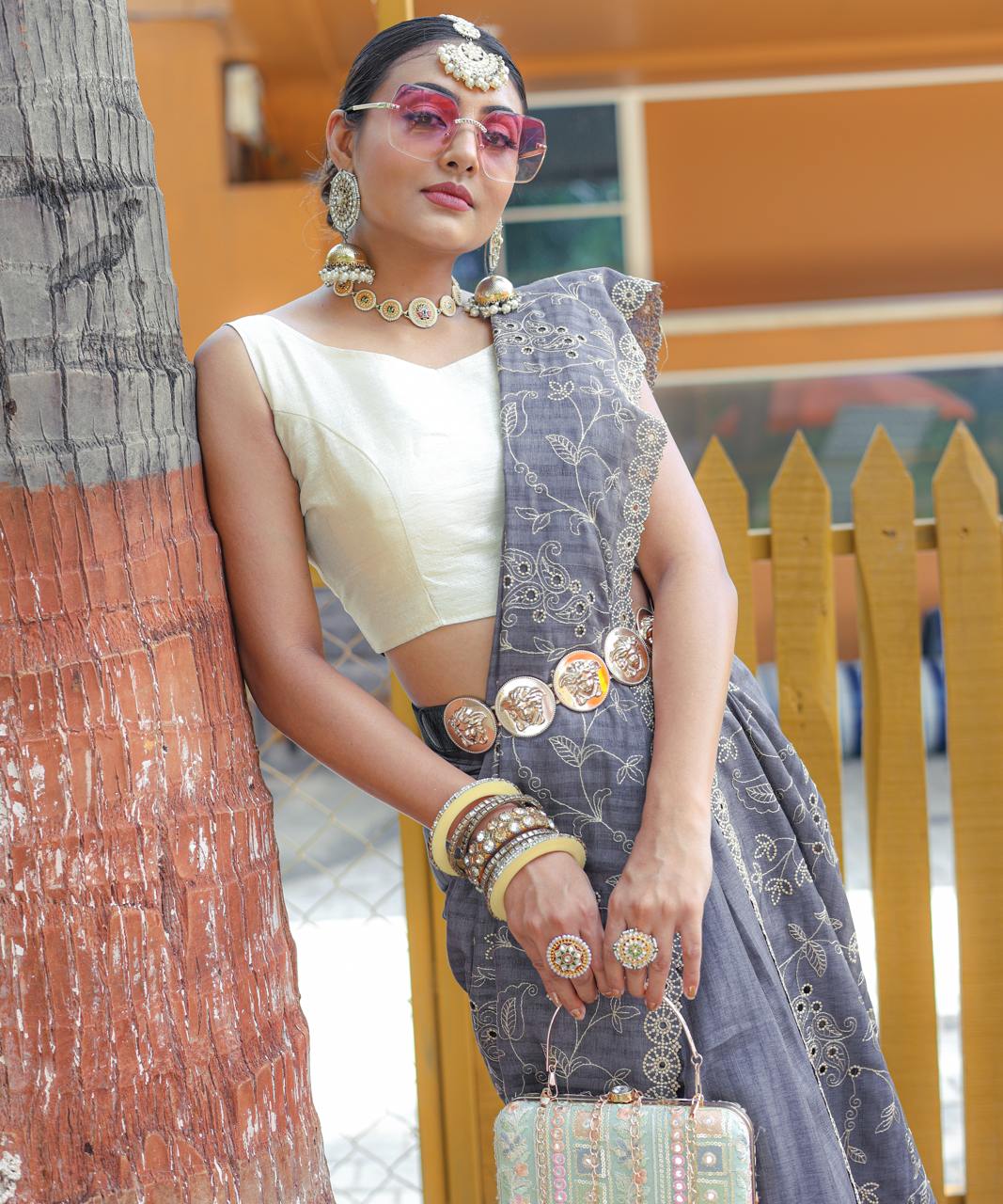 Pure Soft Silk Saree With Beautiful Thread Handwork