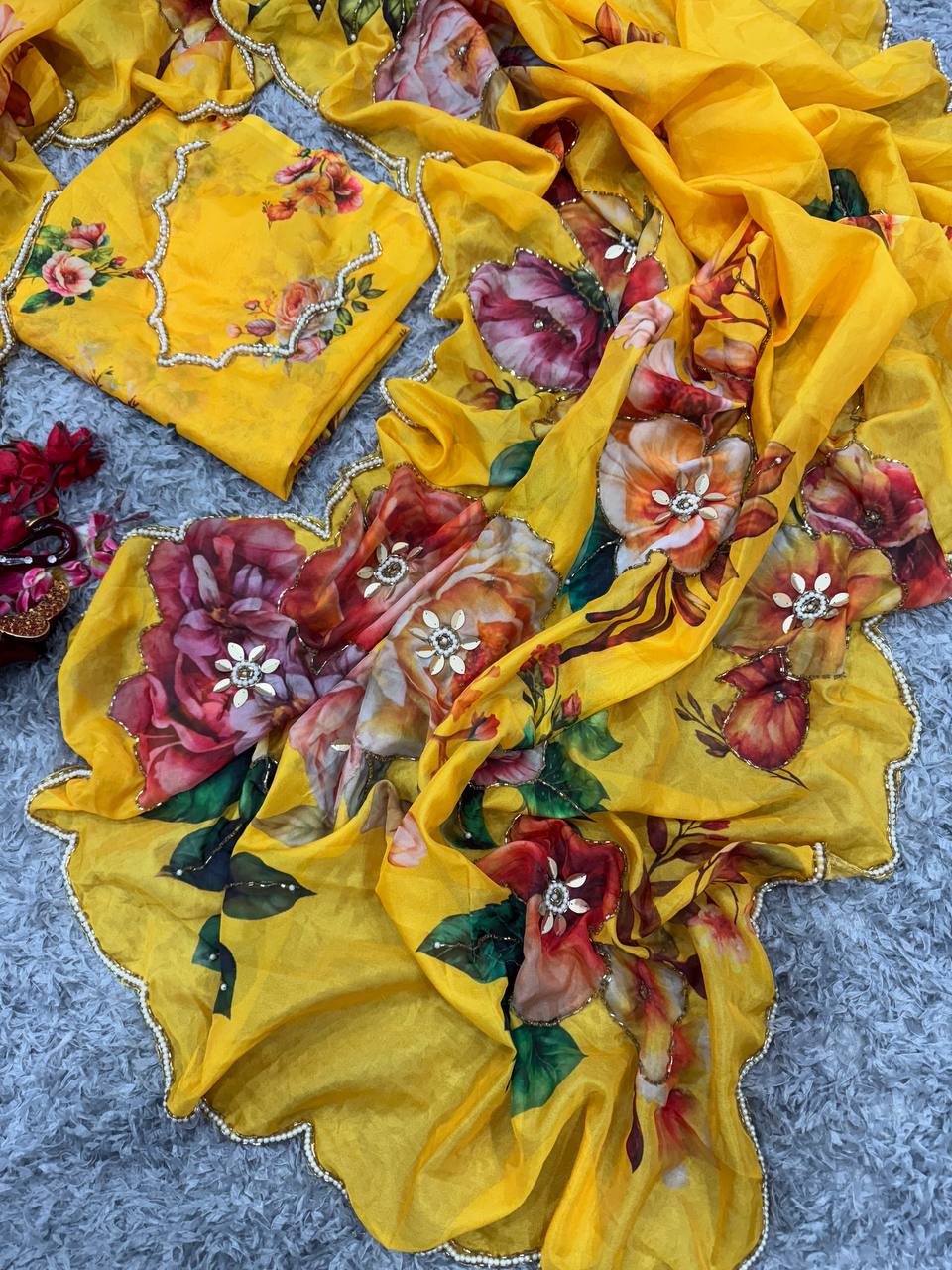 Exclusive Floral Handwork Saree