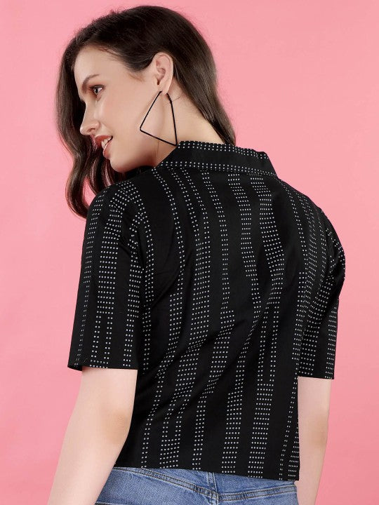 Rayon black Striped top for women