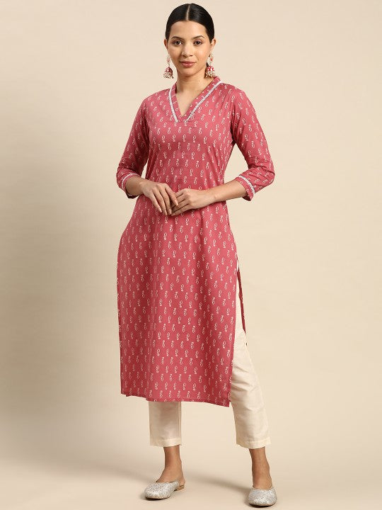 Ethnic Motifs Printed v neck Kurta