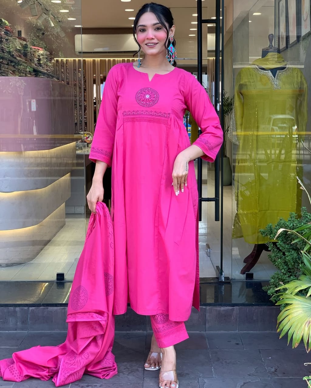 Hand Block Print Cotton kurta pant set for women