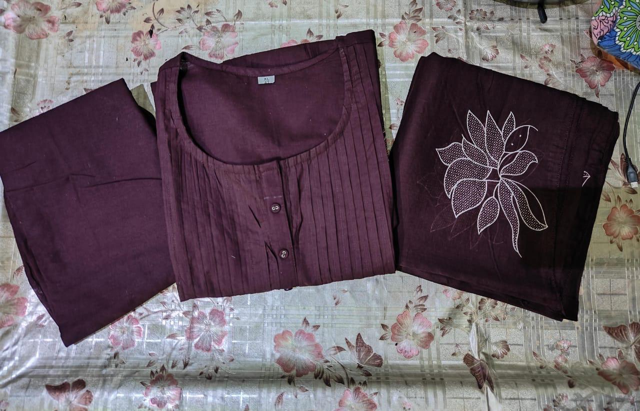 Latest Designer Beautiful Anarkali Style Cotton Kurti Set