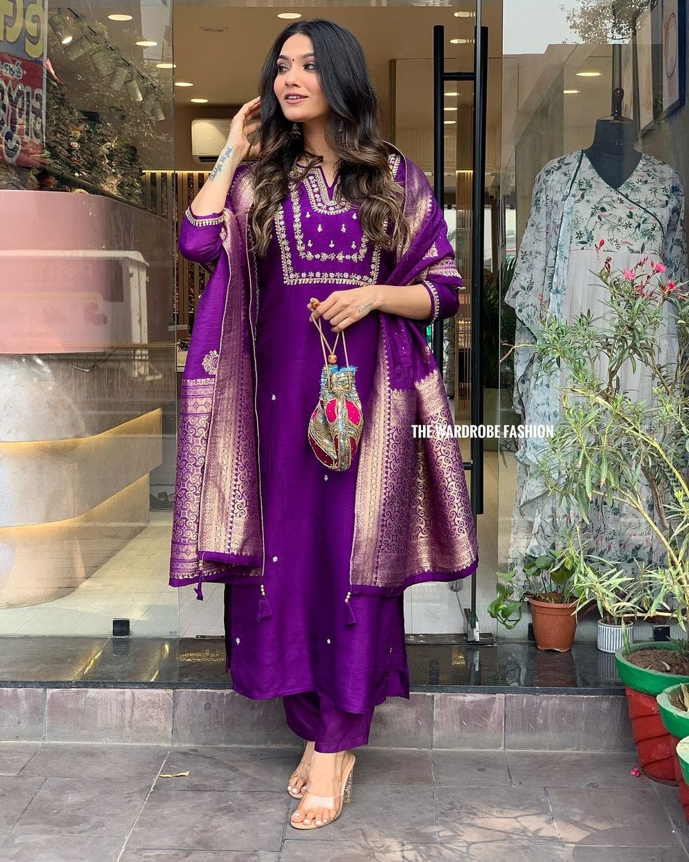 Women's Straight Heavy Embroidery Worked Kurta Pant and Dupatta set