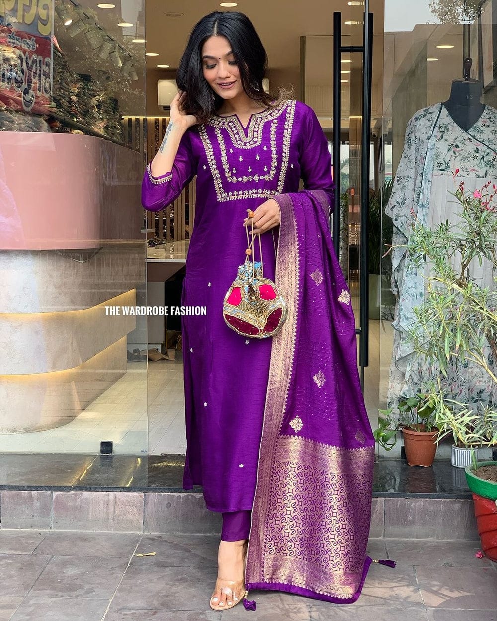 Women's Straight Heavy Embroidery Worked Kurta Pant and Dupatta set