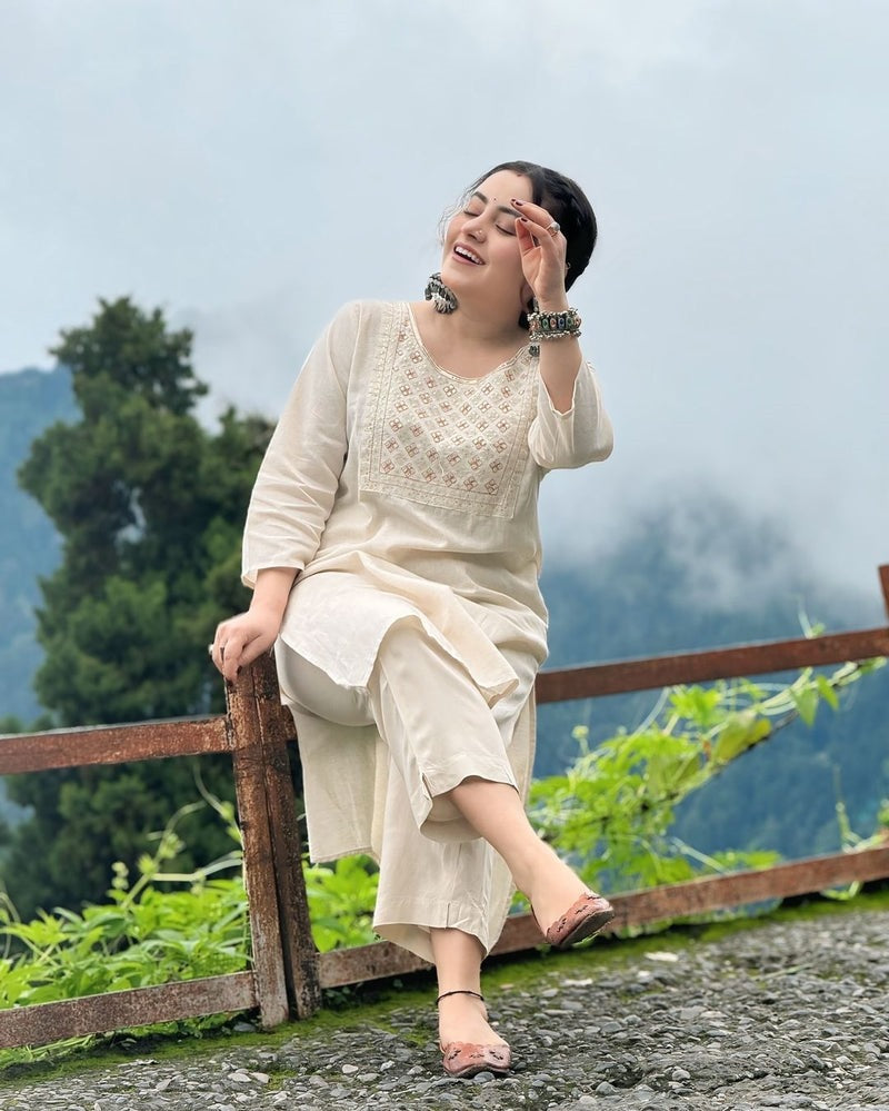 Designer Pure Cotton Kurta With Trousers