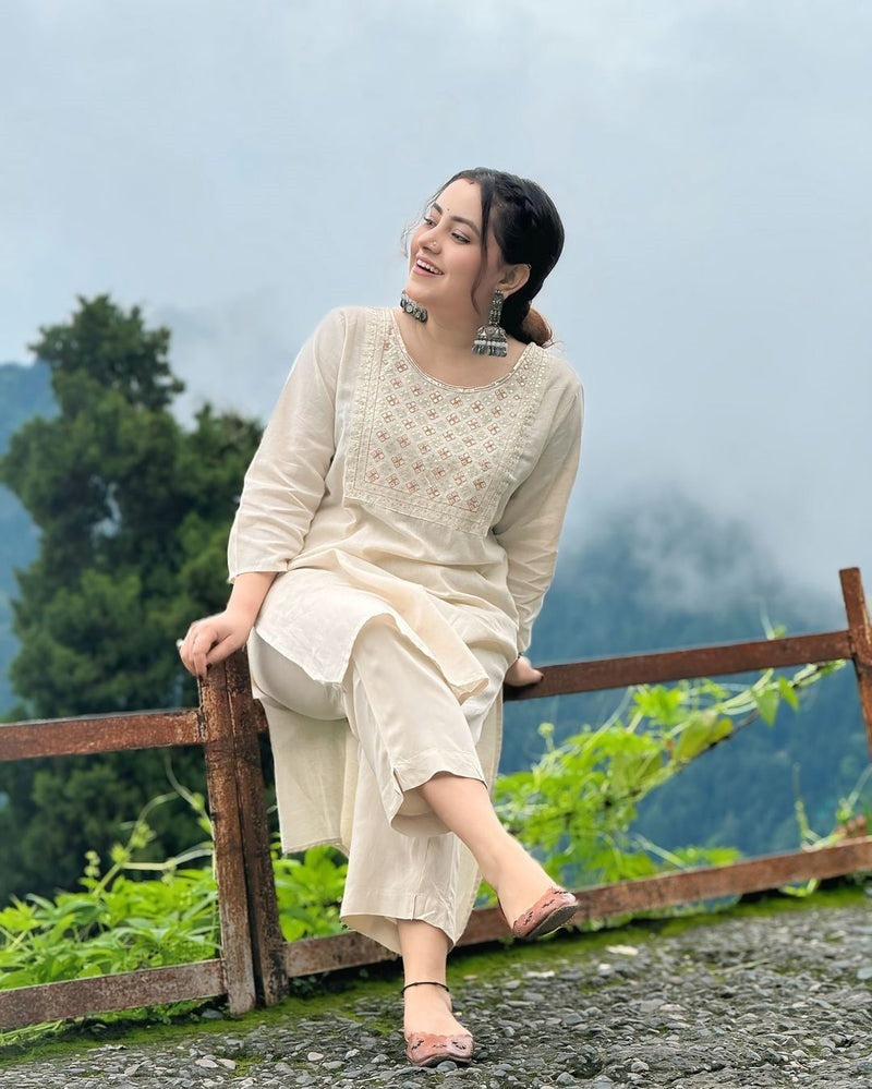 Designer Pure Cotton Kurta With Trousers