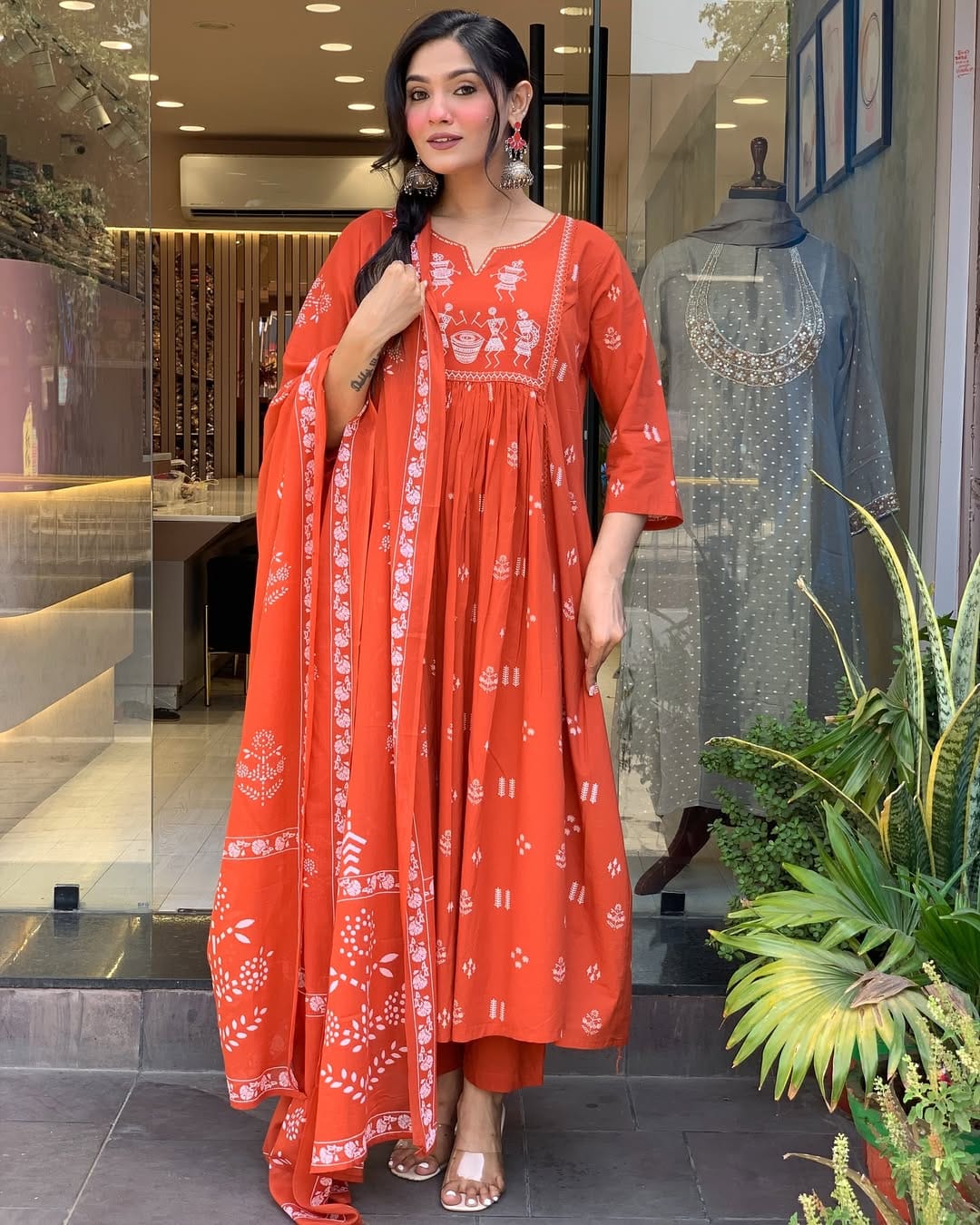 Women designer cotton kurta pant with dupatta sets