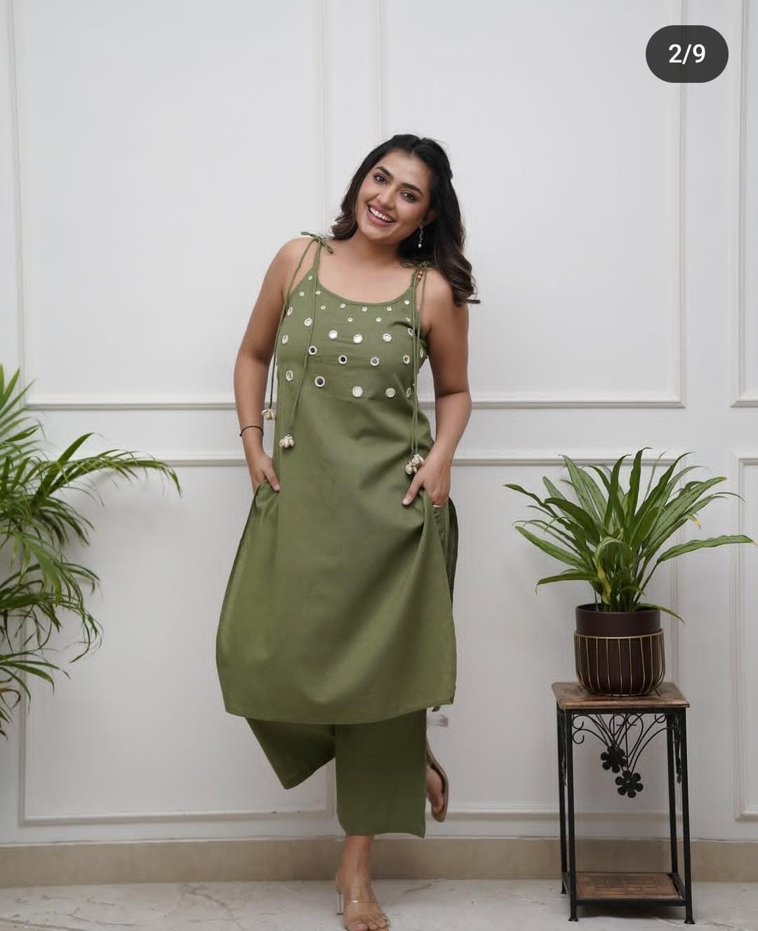 Women Sleeveless cotton kurta pant sets