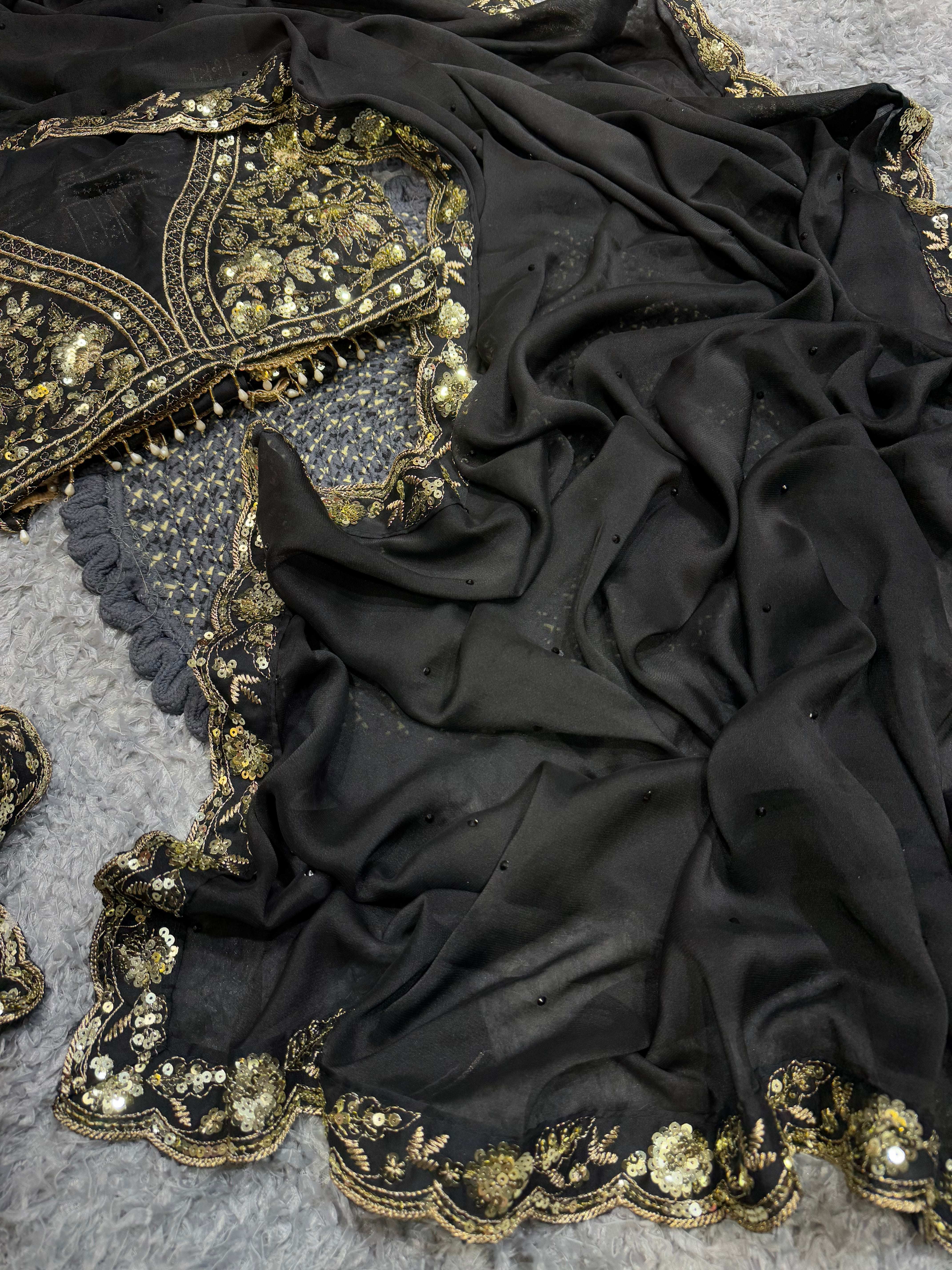 Premium Sequin Soft Rangoli Silk Saree