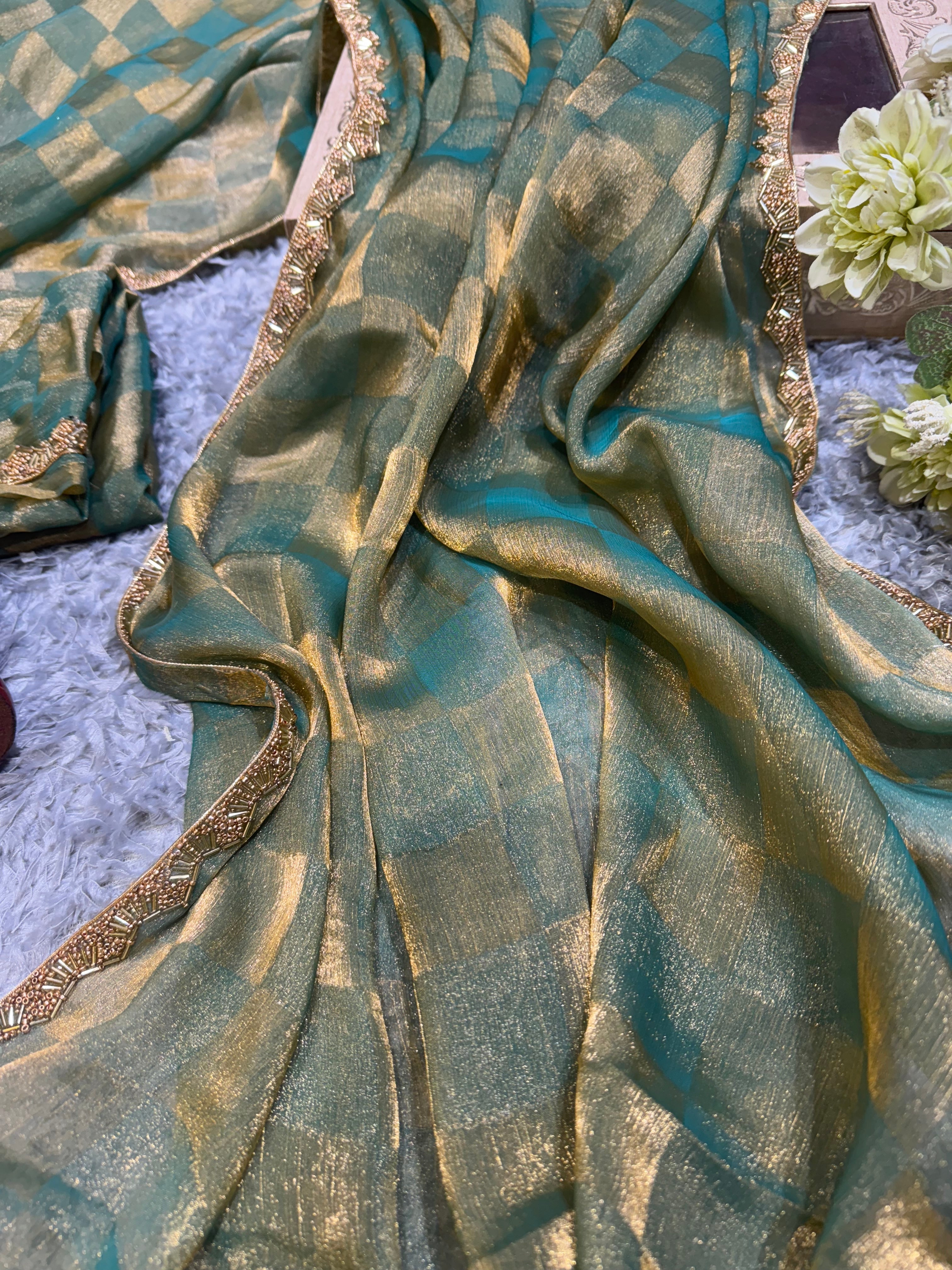Super Trending Green Designer Saree