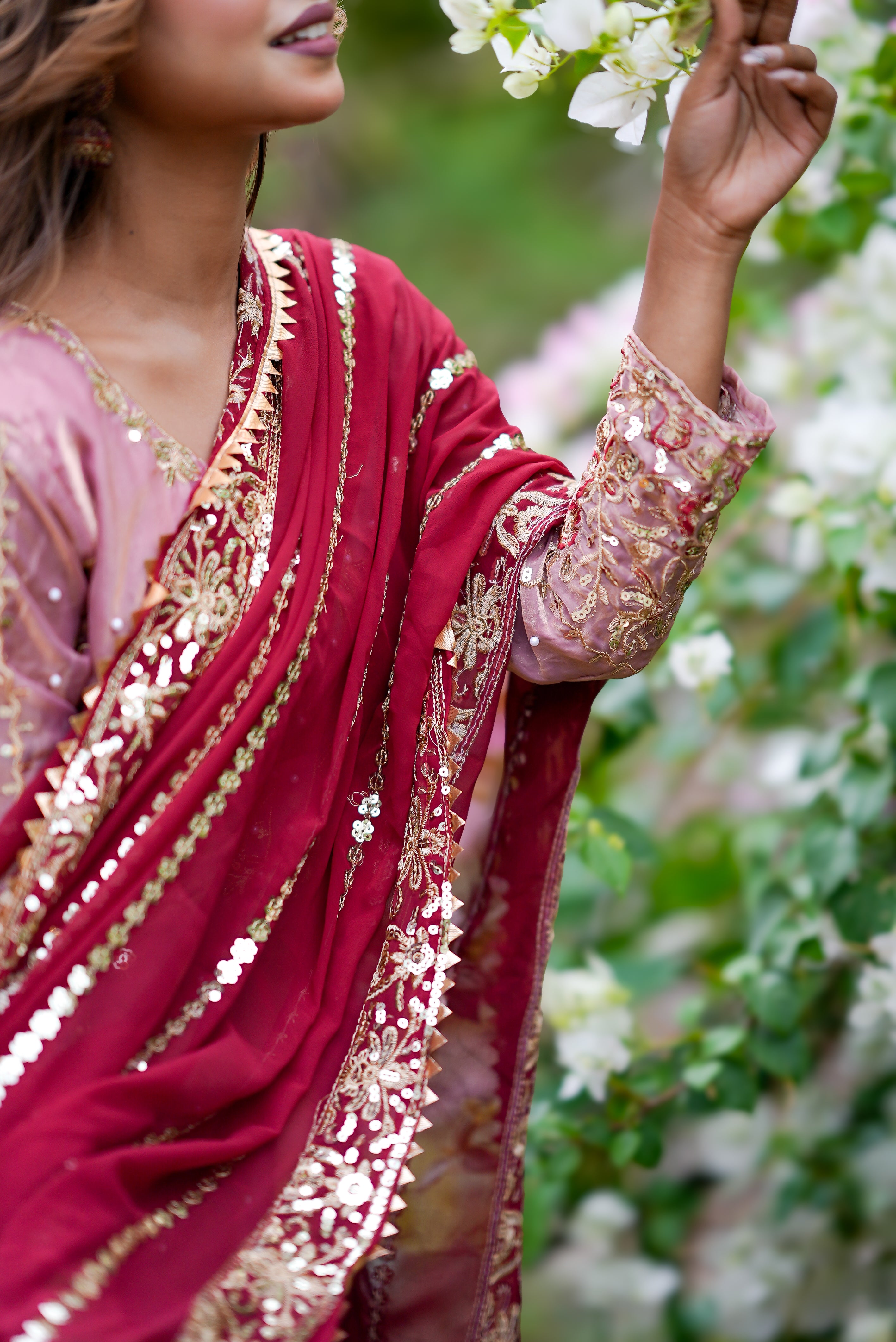 Beautiful Embroidery silk kurta palazzo sset