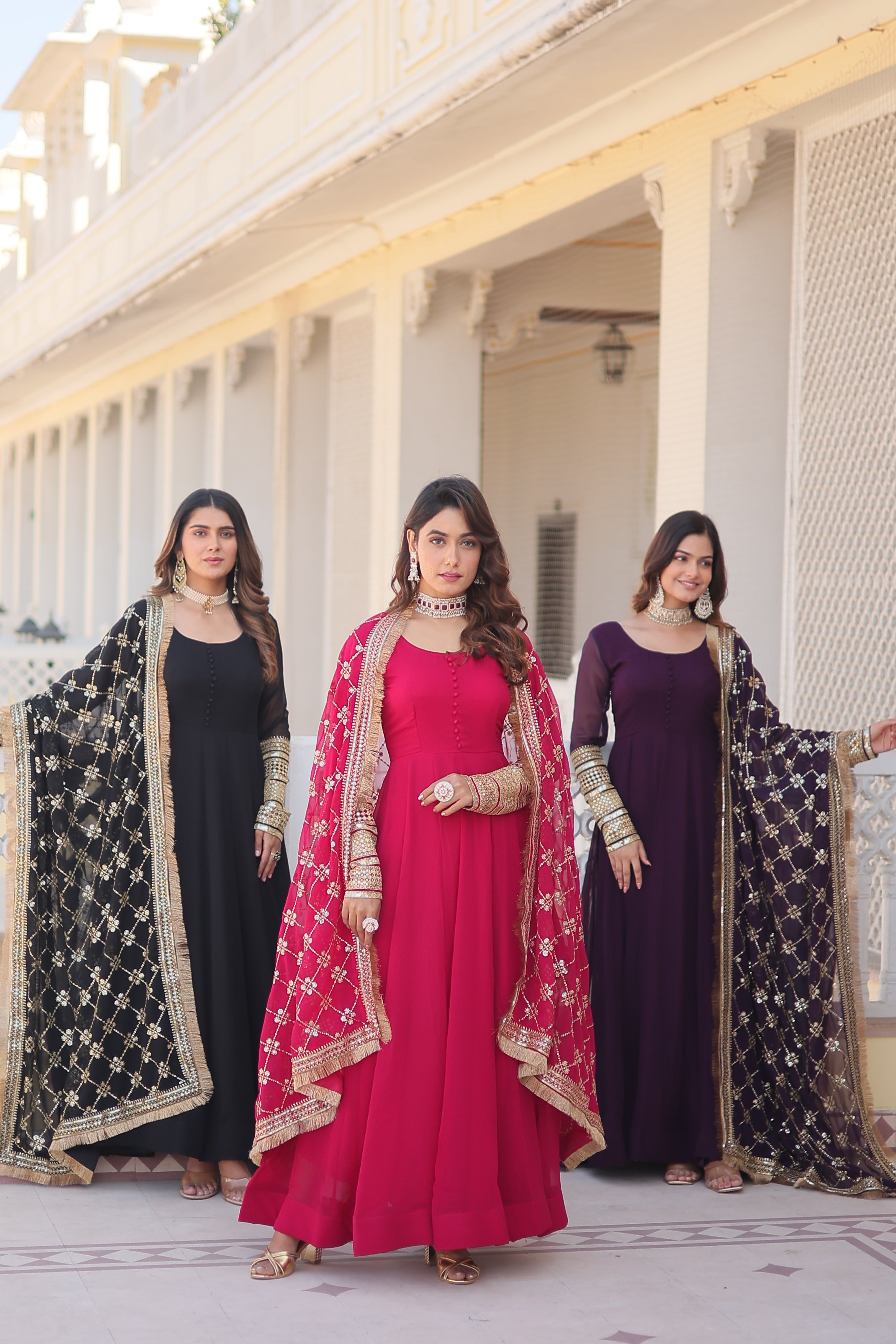 Faux Blooming Gown with Dupatta With Attractive Embroidered Sequins