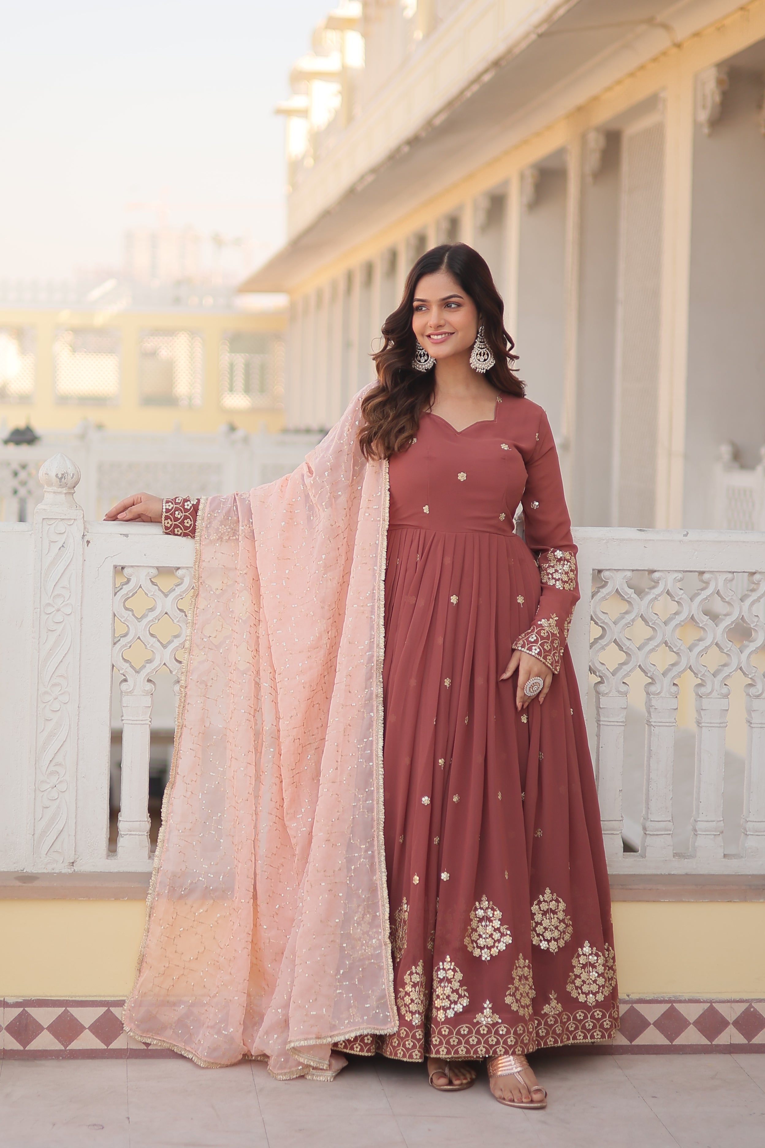 Premium Designer Zari Thread Gown