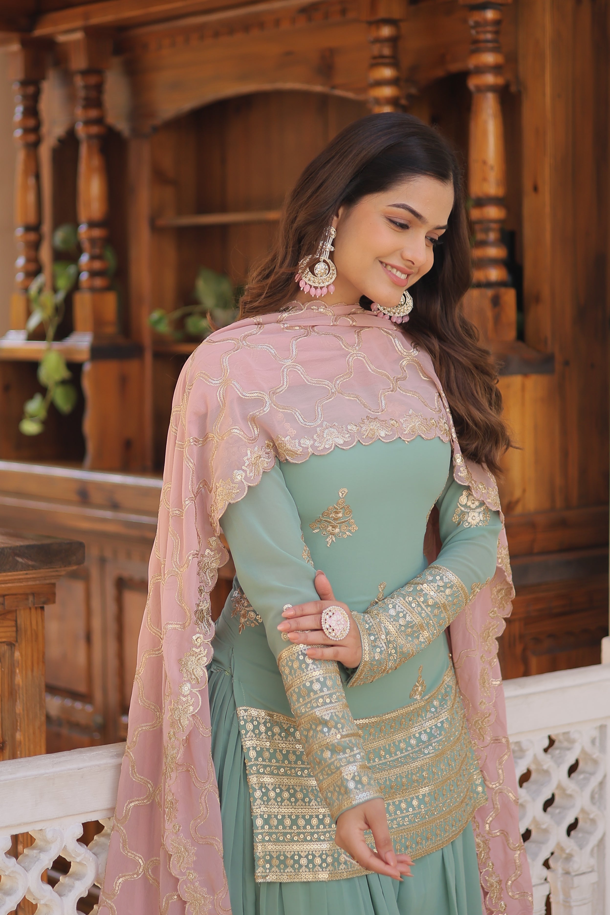Beautiful Designer Kurti Plazo Dupatta Sets