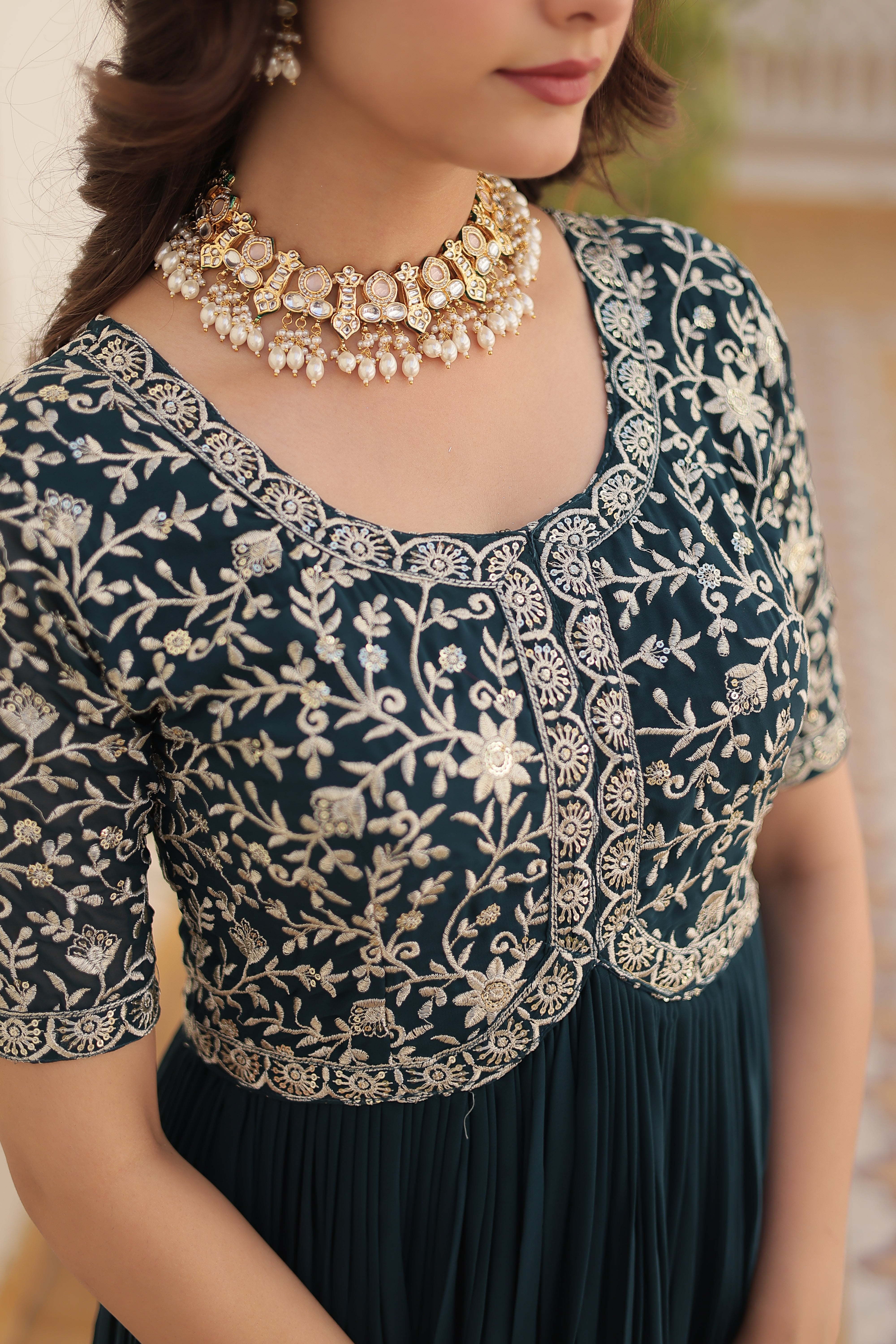 Designer Embroidered Floor-Length Gowns