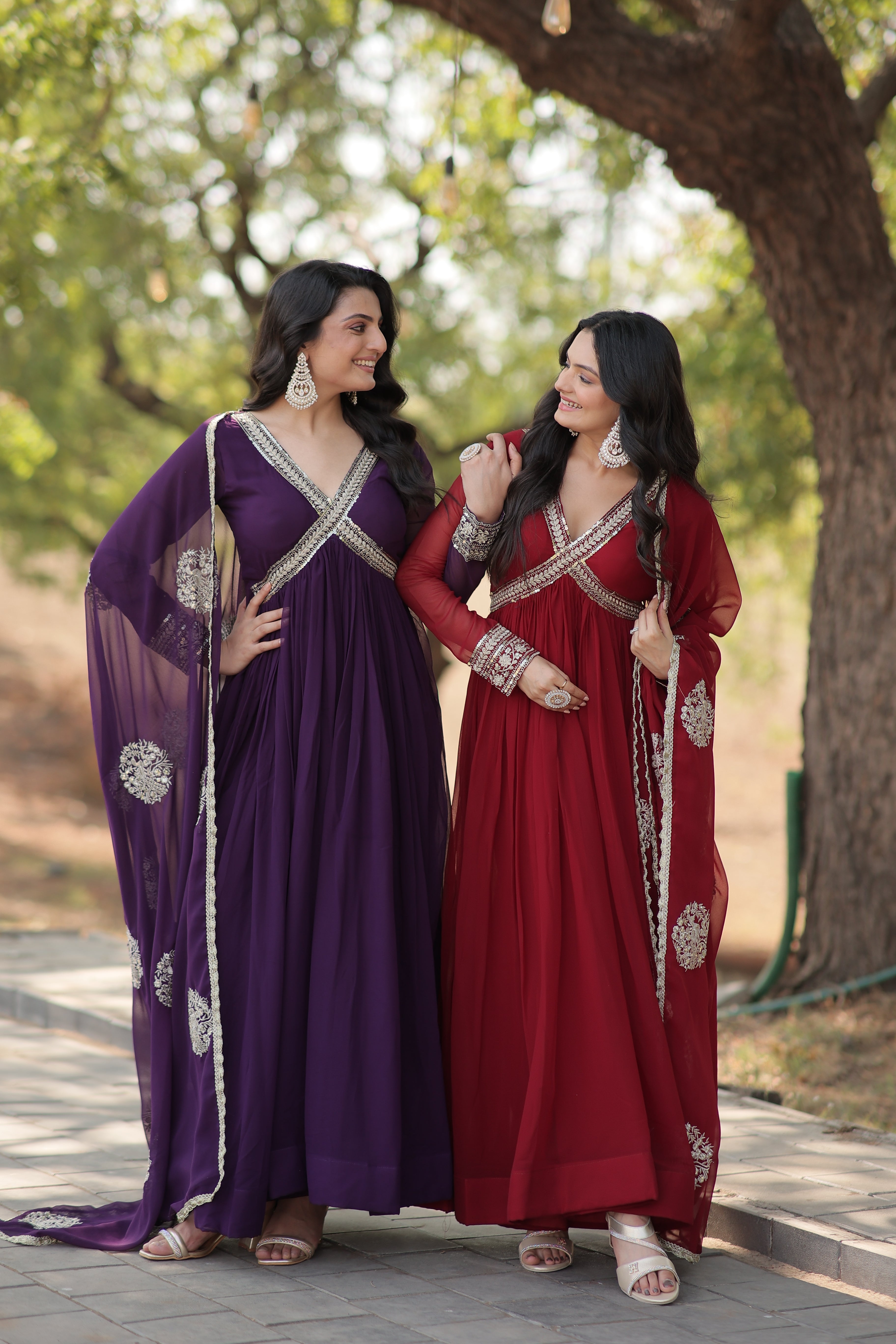 Premium Alia Cut Gown With Dupatta Set