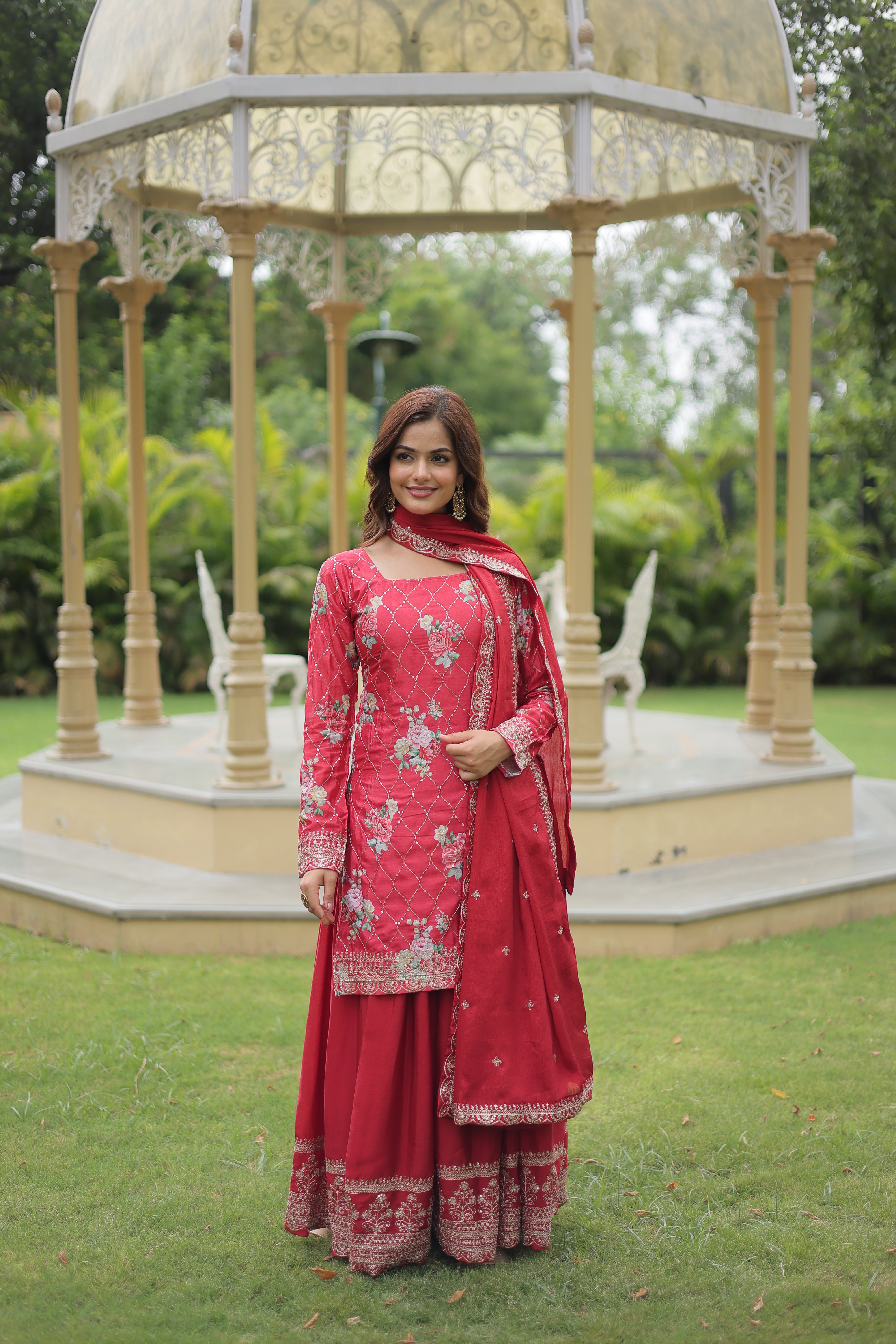 DESIGNER READYMADE KURTI PLAZO DUPATTA SET
