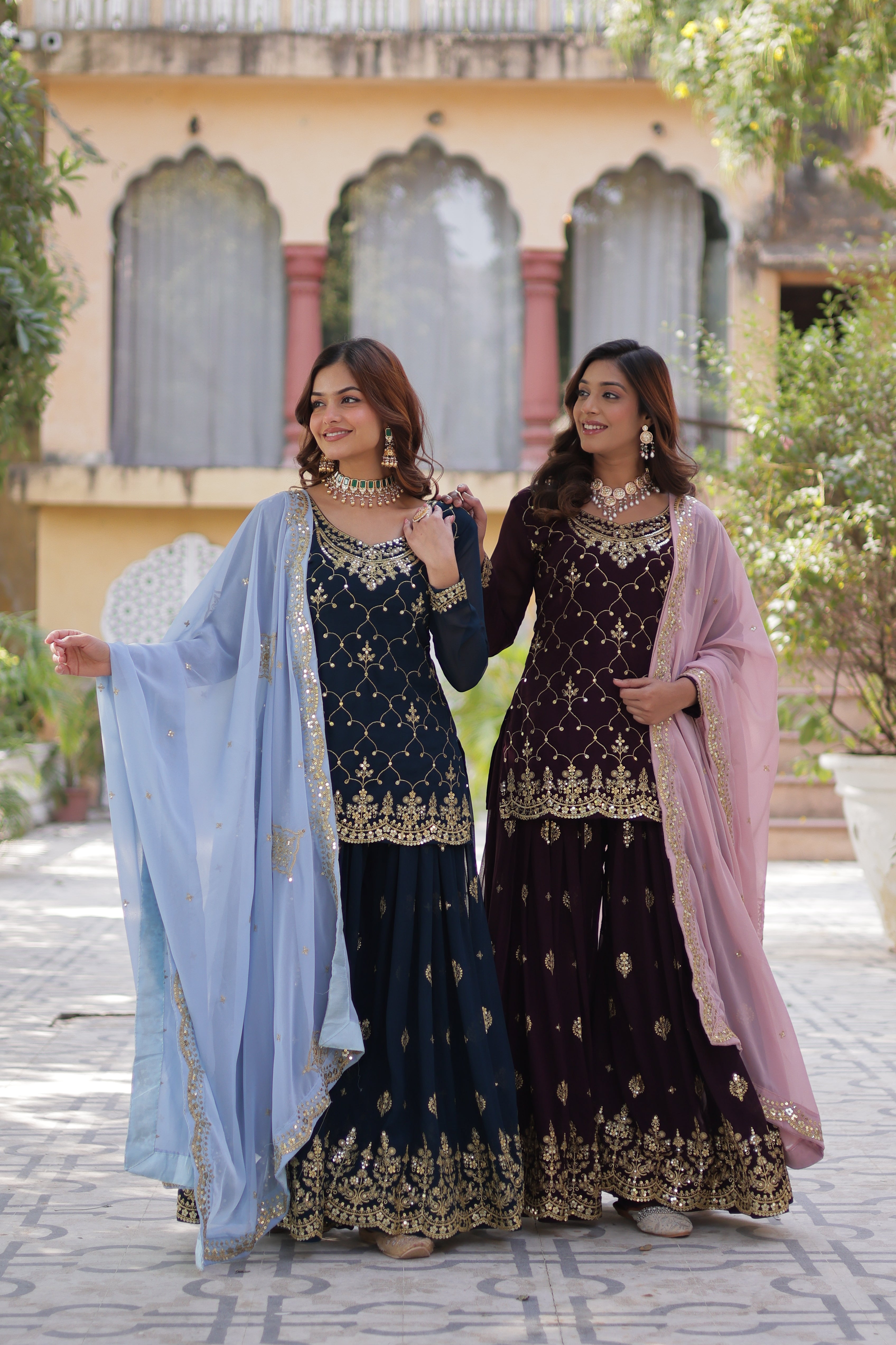 Premium Designer Readymade Kurti Palazo Dupatta Set