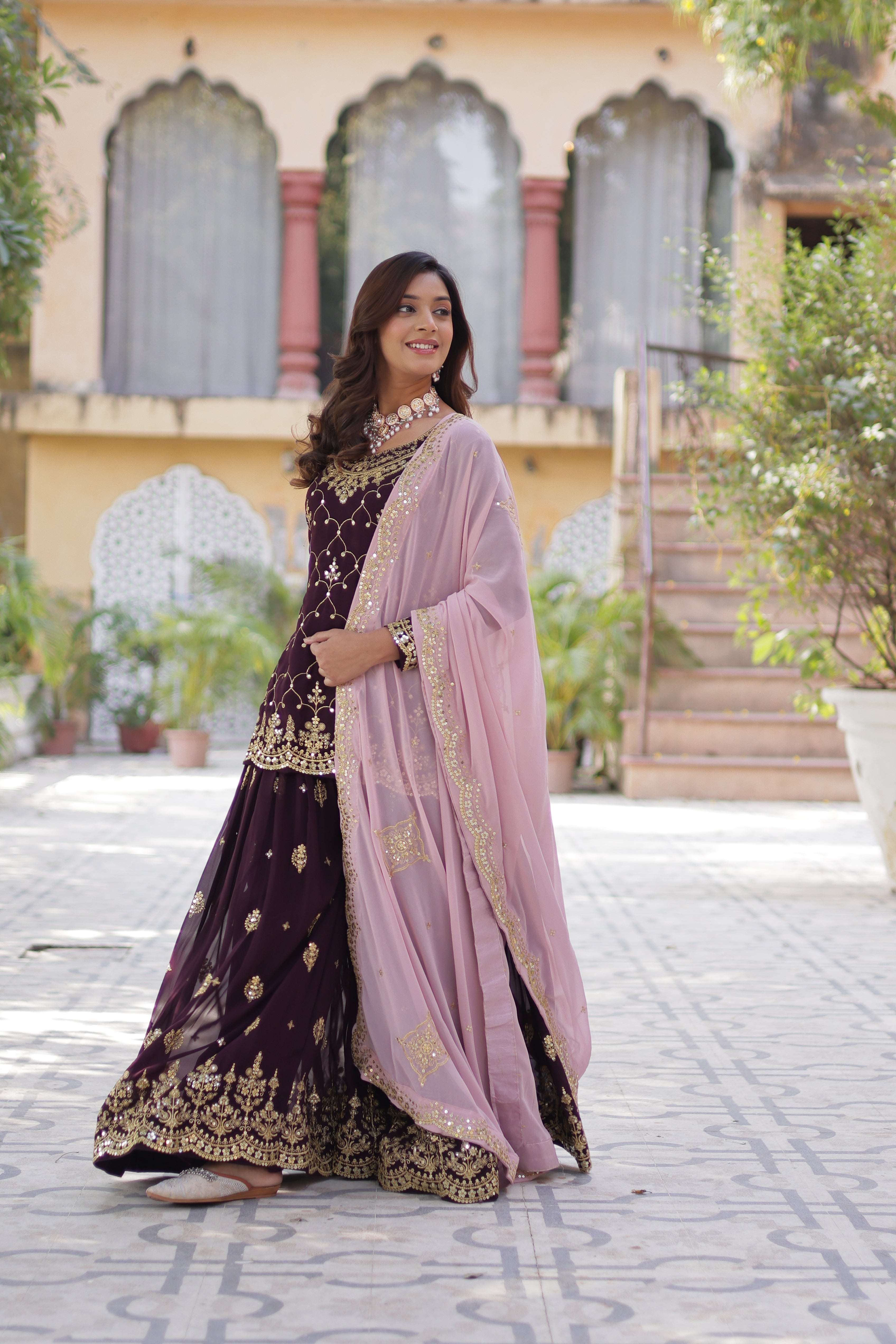 Premium Designer Readymade Kurti Palazo Dupatta Set