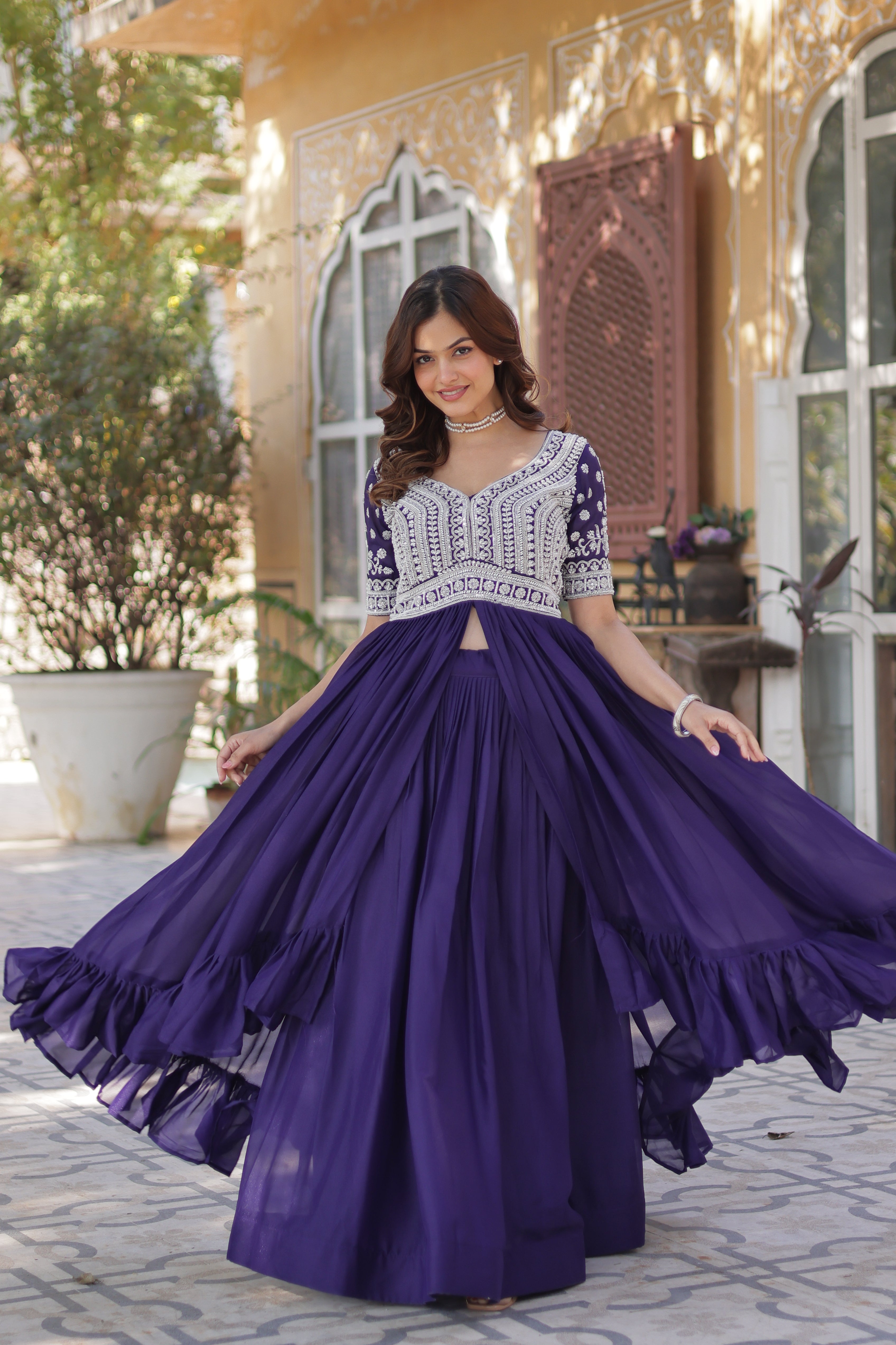 Beautiful Lehenga With Readymade Slit Cut Long Kurti Set