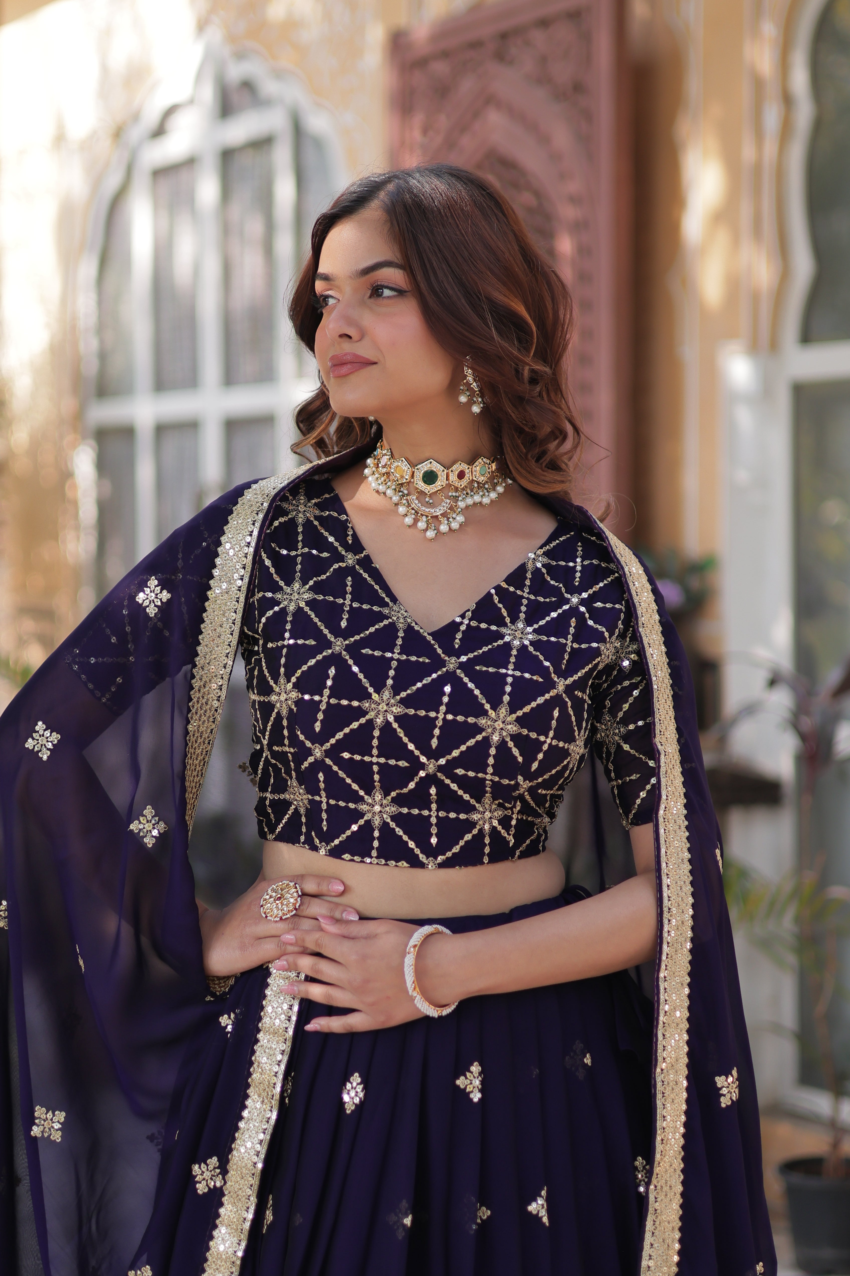 Elegant Designer Rangoli Silk Lehenga