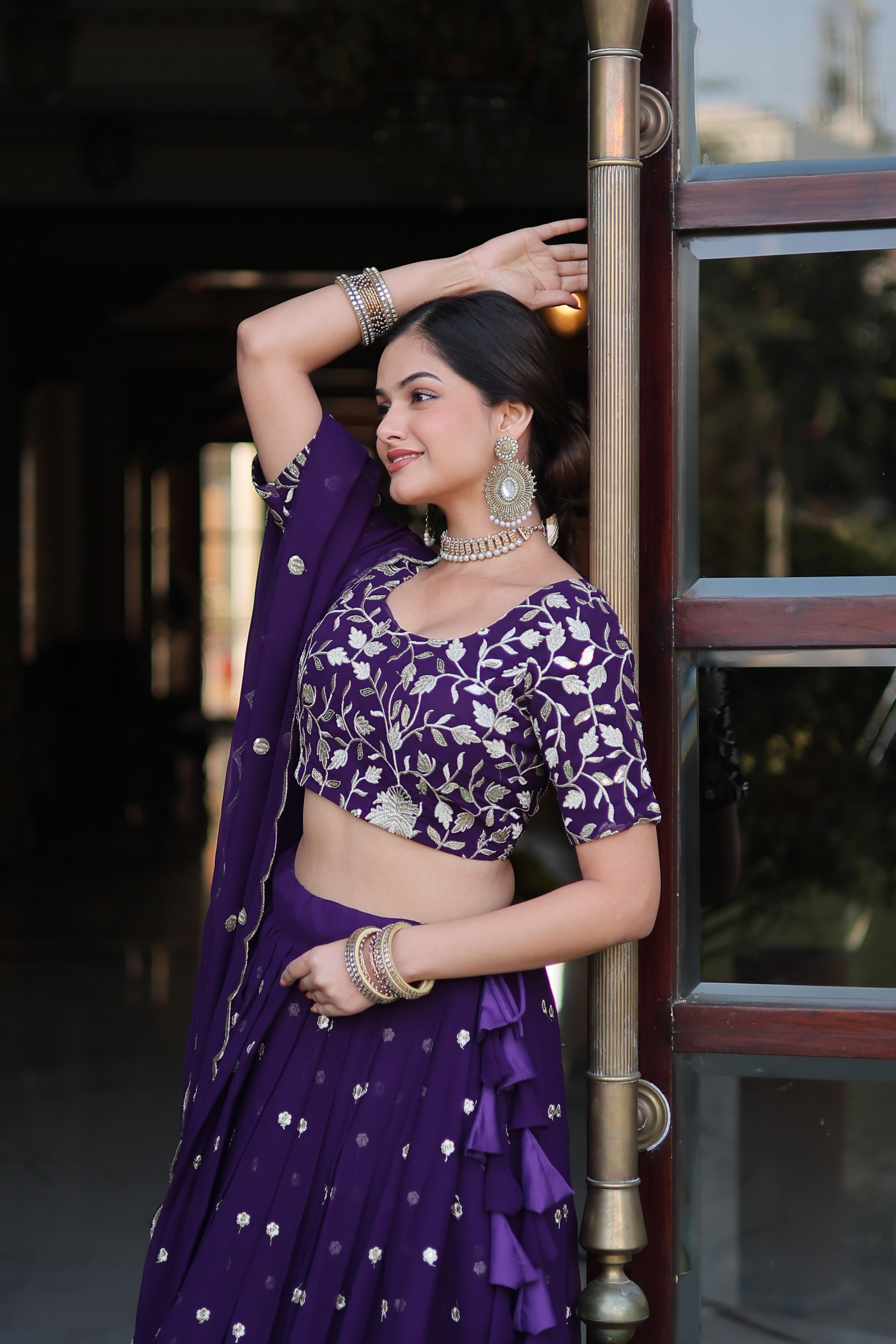 Faux Blooming Lehenga Choli With Dupatta Set