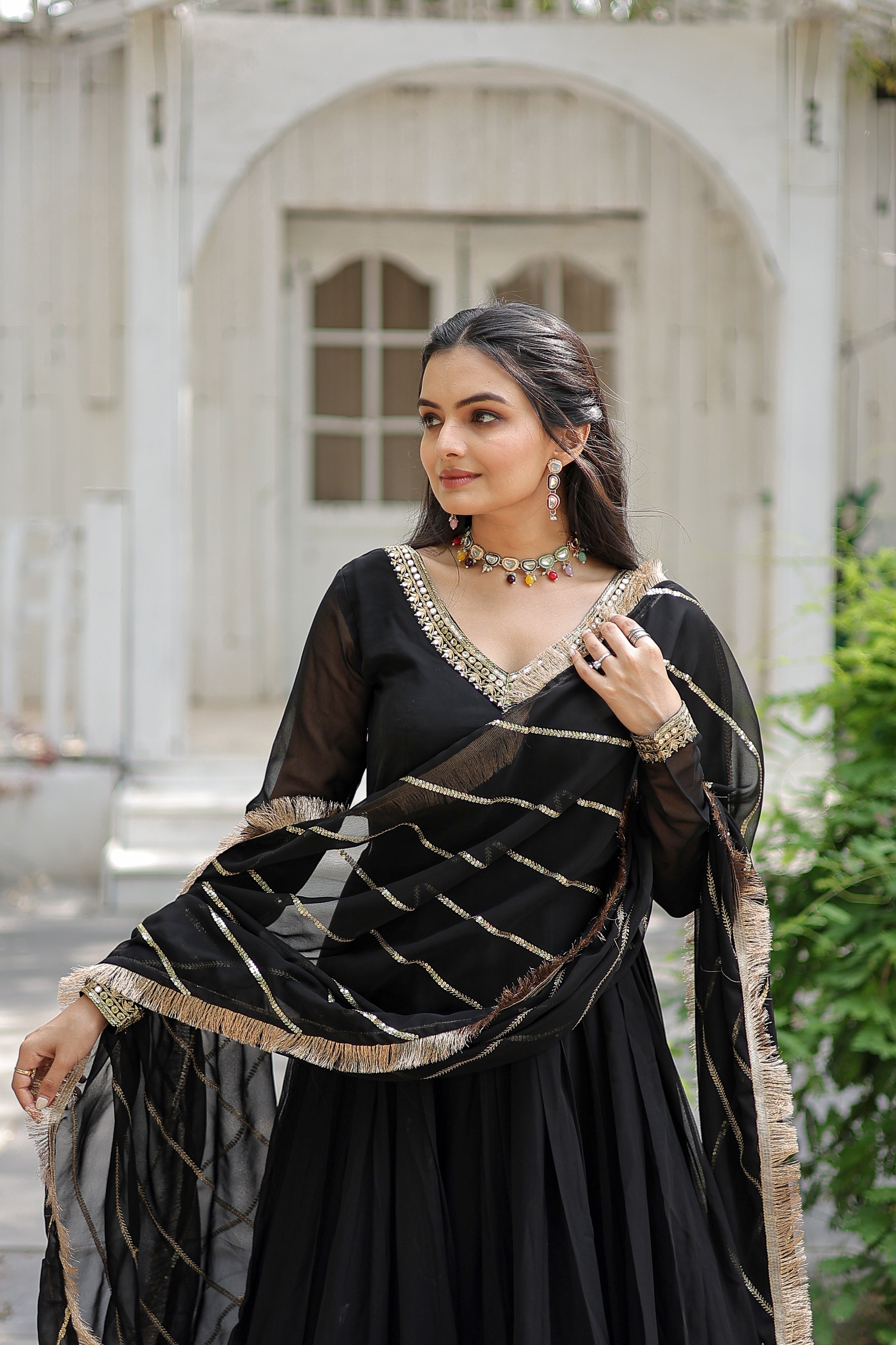 Faux Blooming Gown with Dupatta