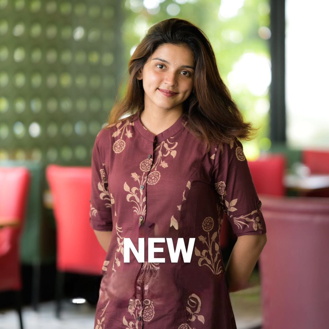 Women Cotton Brownish Maroon Kurta Pant set