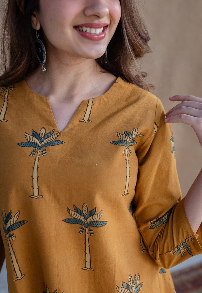 Women Yellow Cotton Co-Ord set