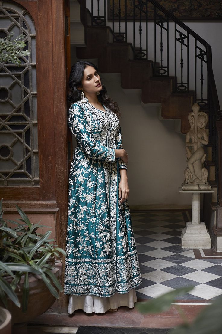 Printed cotton front cut kurti with palazzo set