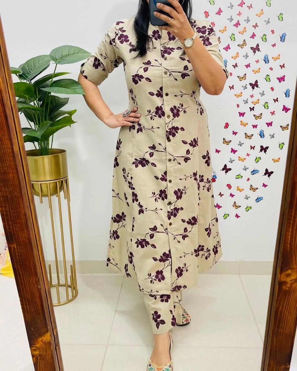 cotton co-ord set, florral kurta set, Muktanshh 