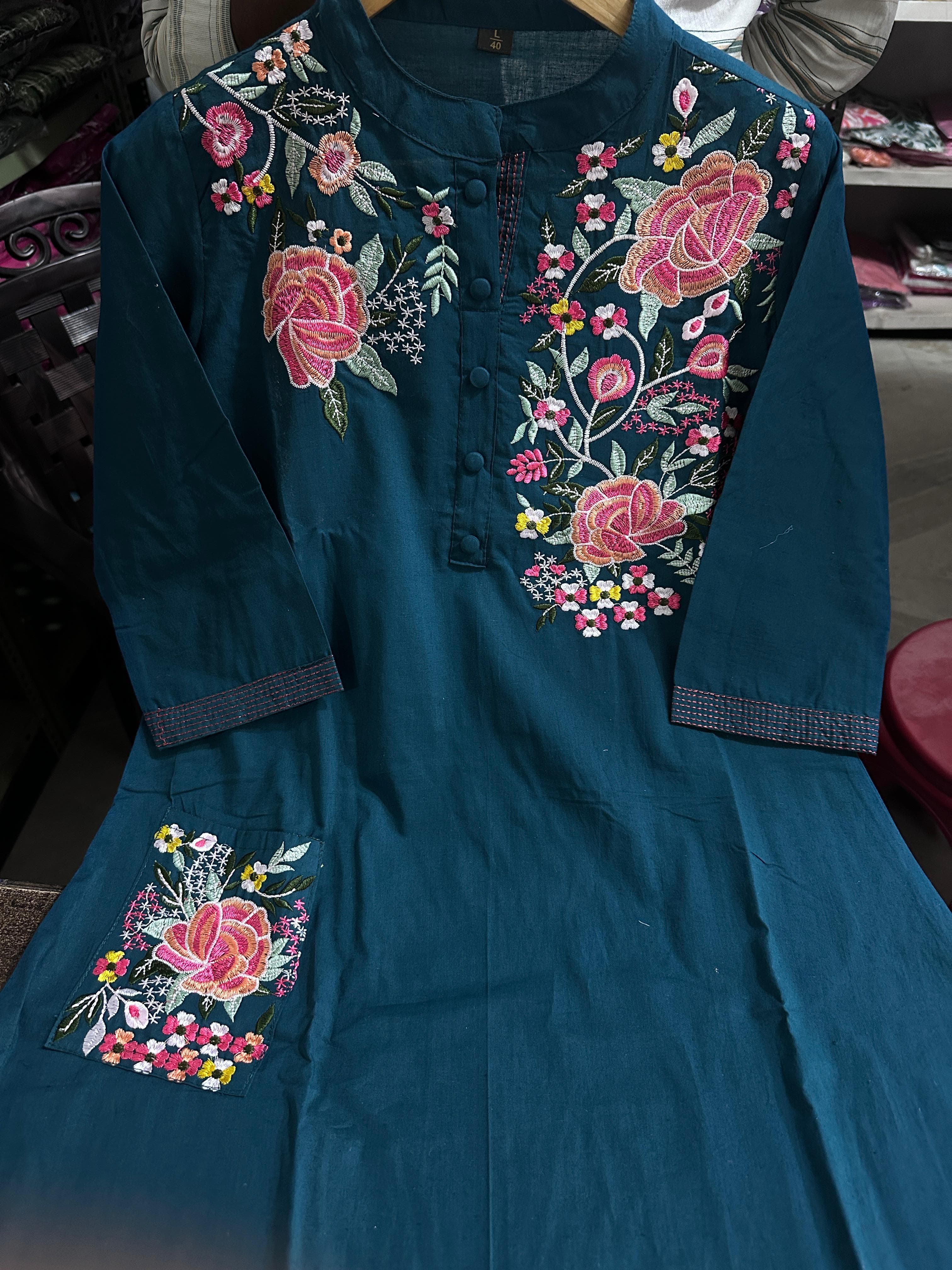 Embroidery kurta set, cotton kurta, Muktanshh 