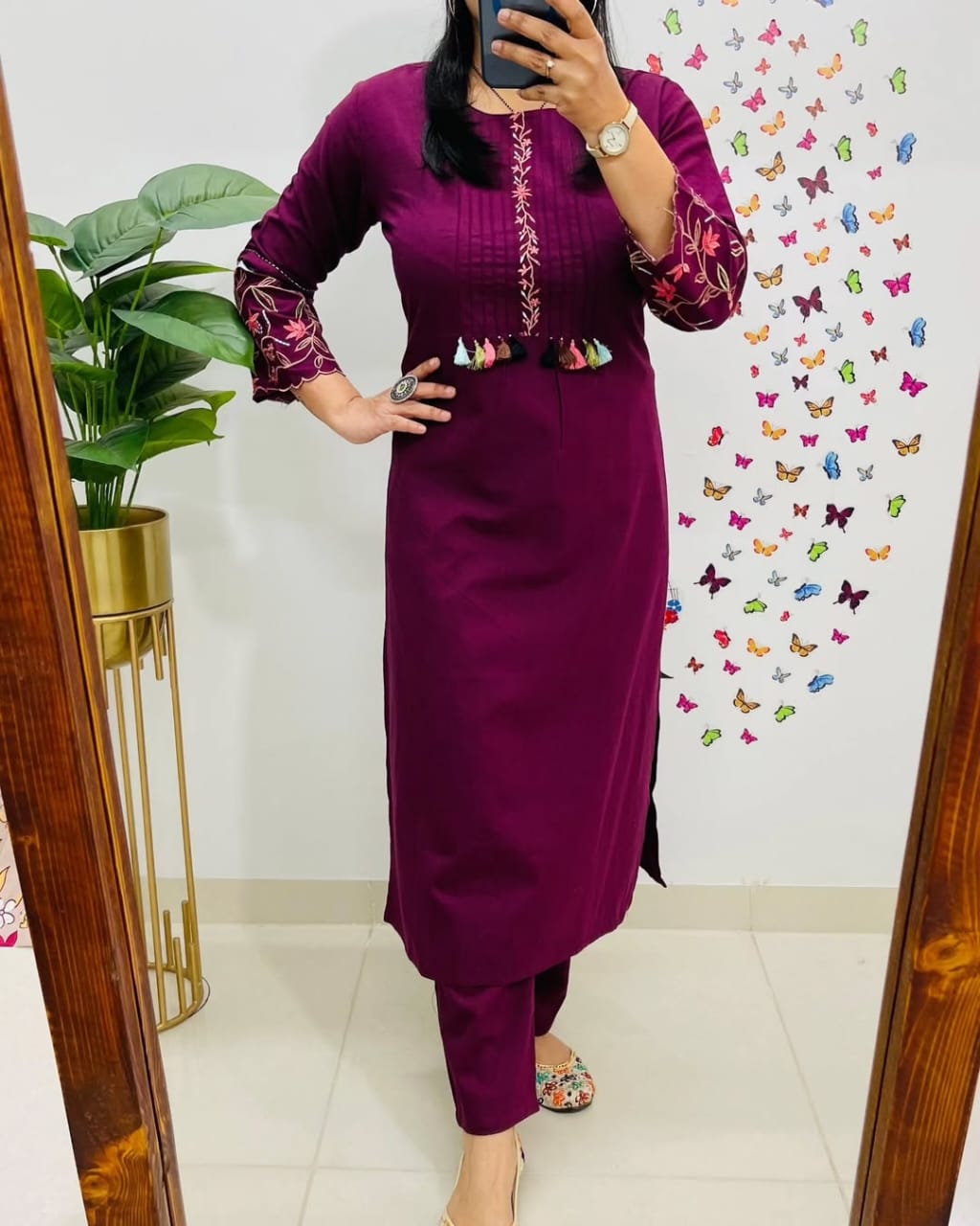 Embroidery kurta set, cotton kurta set, Muktanshh 