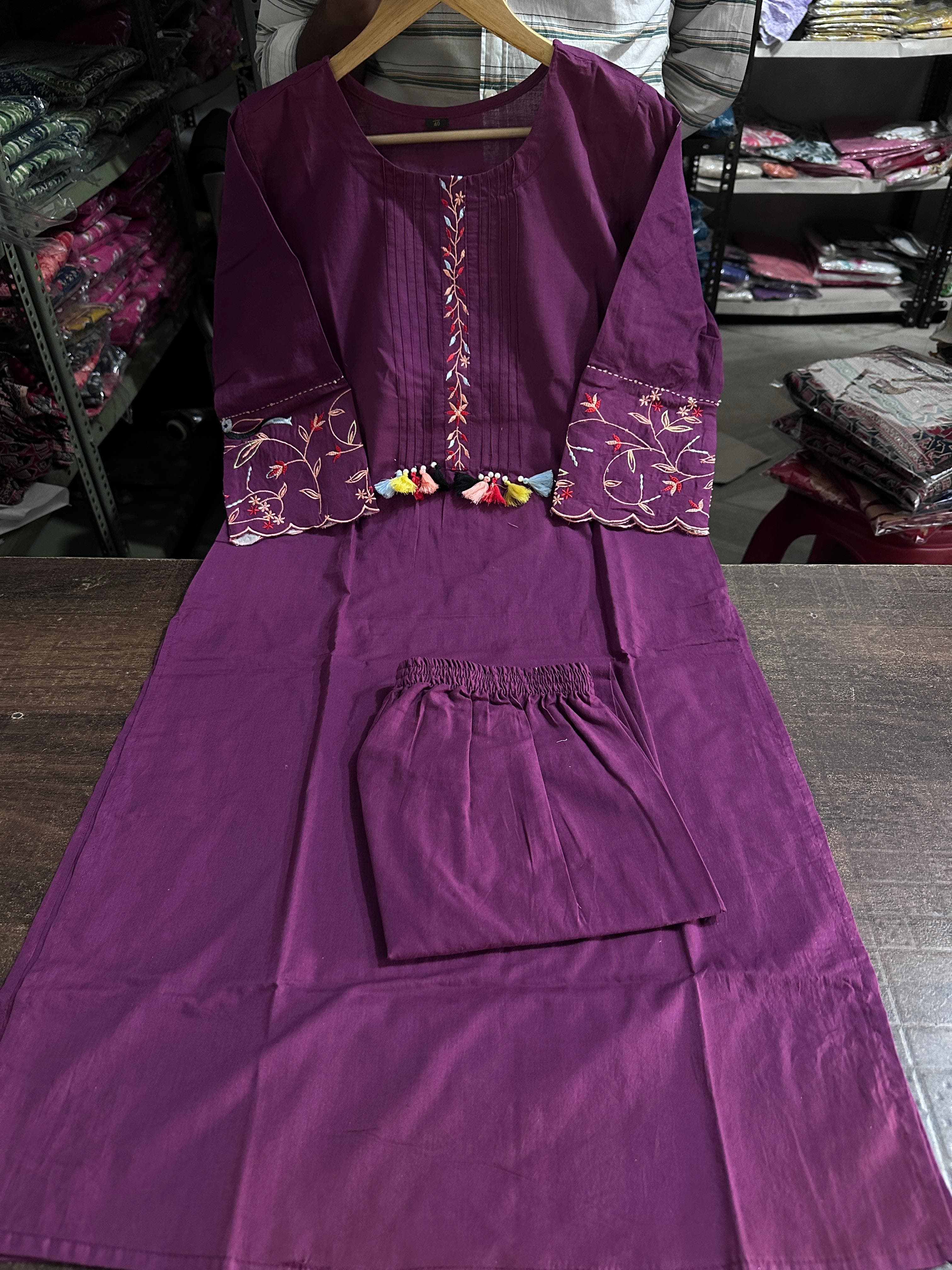 Embroidery kurta set, cotton kurta set, Muktanshh 