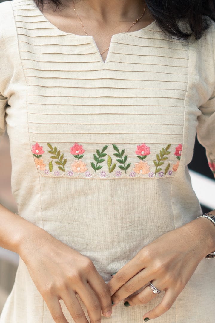 Beautiful white embroidered kurti with pant sets