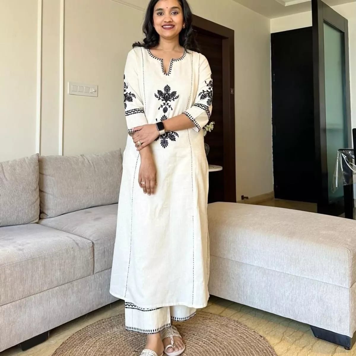 Cotton Embroidered Palazzo set
