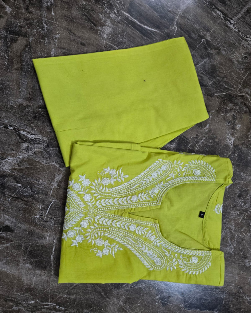 Beautiful Green Cotton Kurta Pant Set