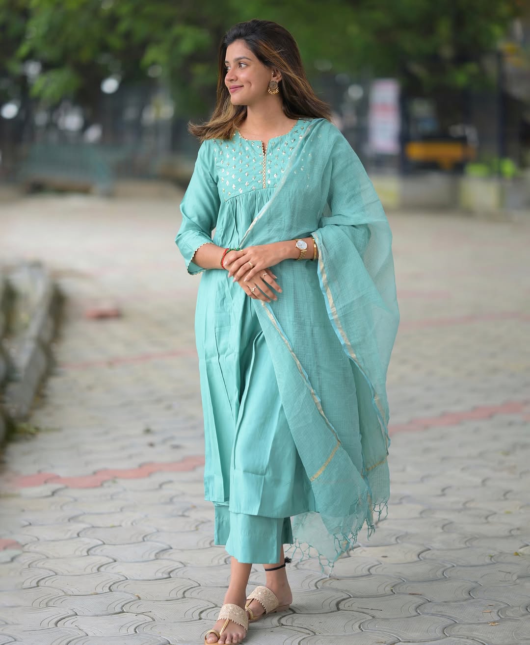 Beautiful Heavy Anarkali Kurti Pant Dupatta Set