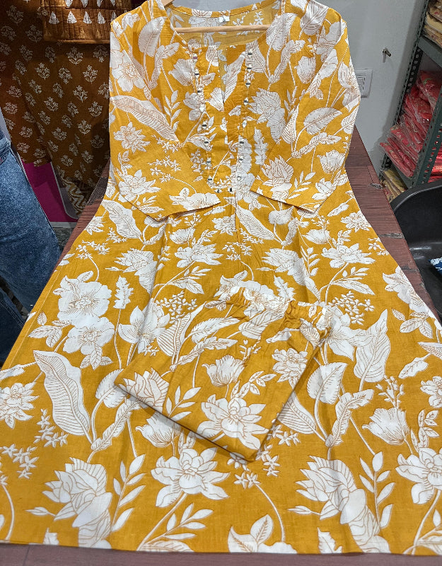 Graceful Yellow Mirror Work Kurti