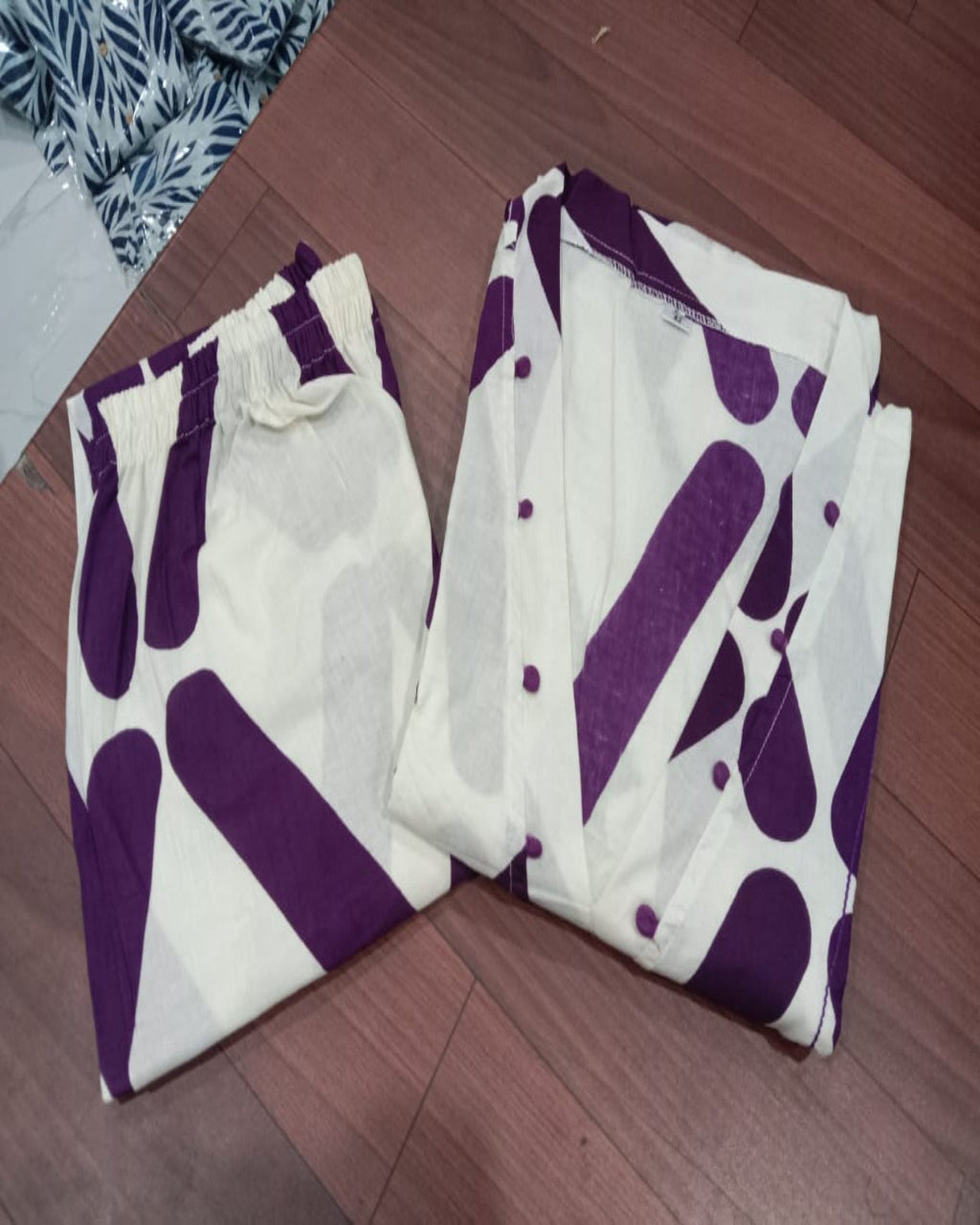 Beautiful Purple Cotton Kurta Pant Set