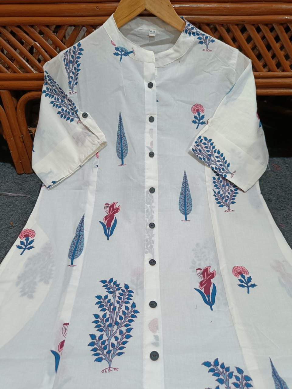 Premium White Floral Fine Cotton Kurta Palazzo Set