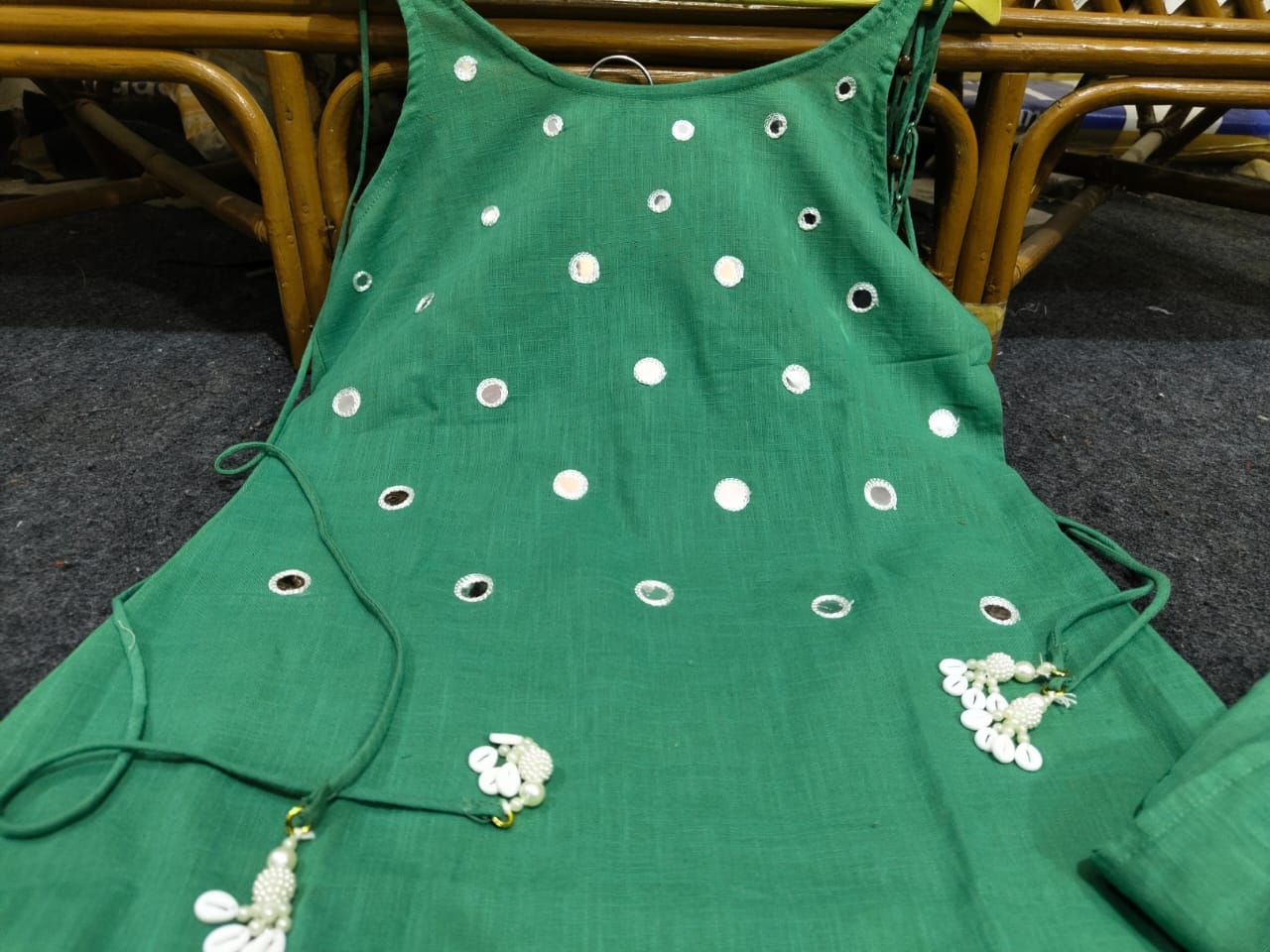 Beautiful Green Slub Cotton Cord Set