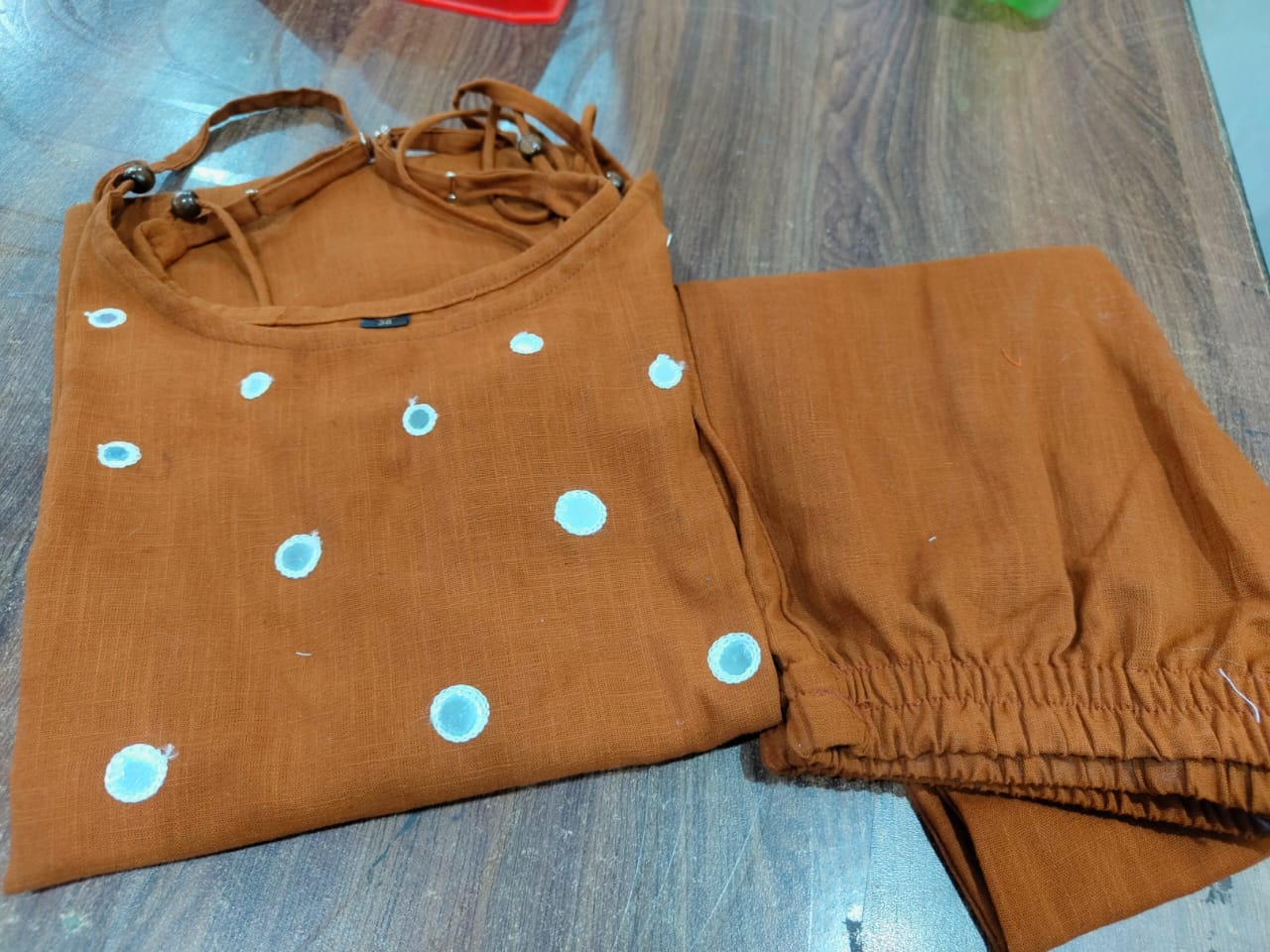 Beautiful Orange Slub Cotton Cord Set