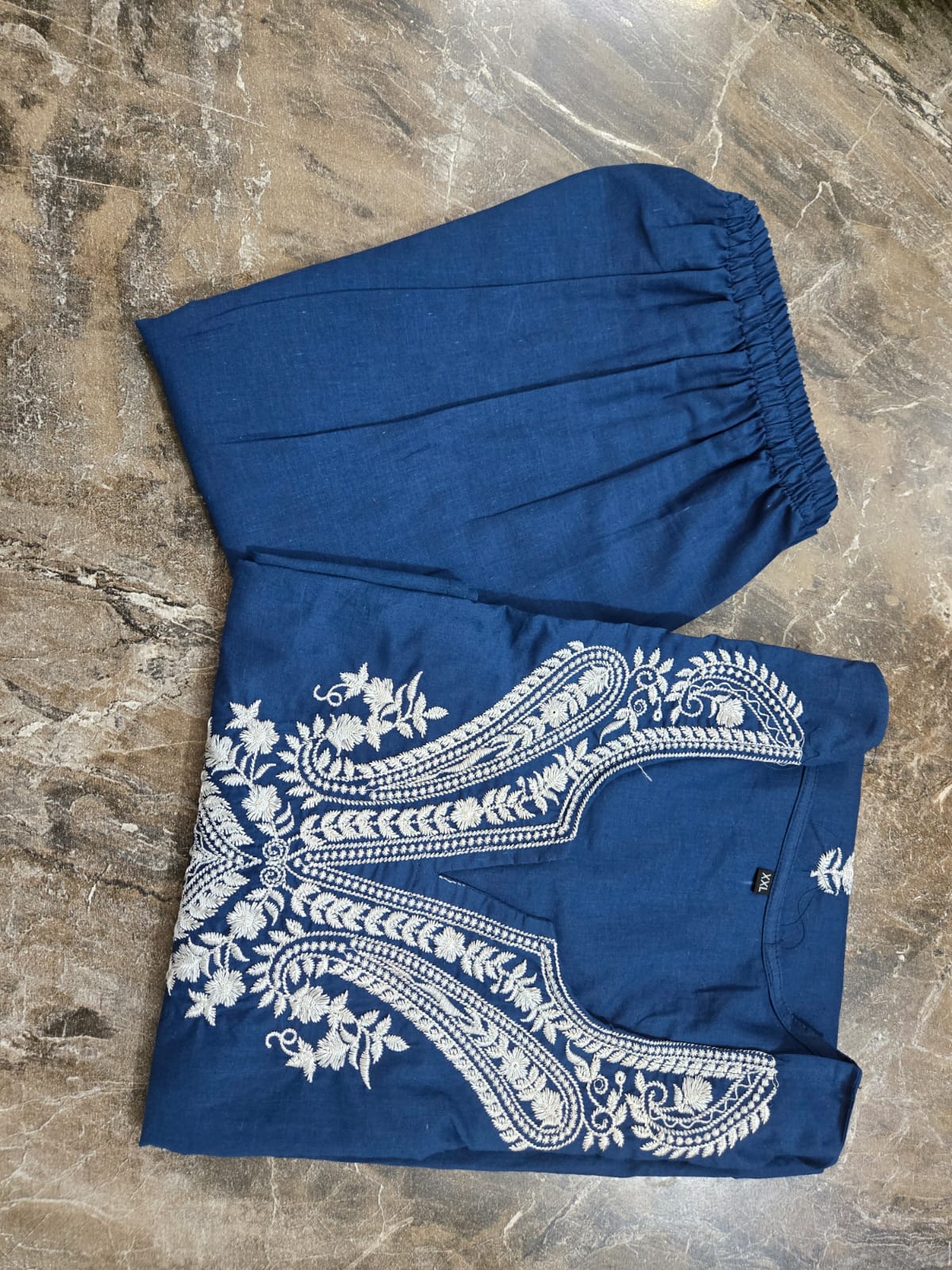 Beautiful Blue Cotton Kurta Pant Set