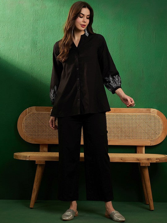 Women’s v neck shirt with palazzo co-ord sets